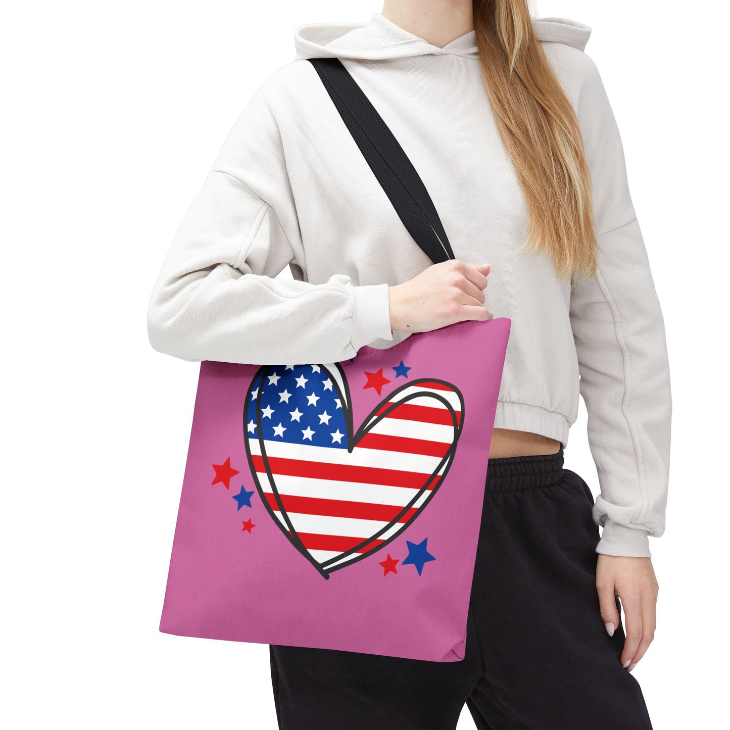 Princess Grace  Patriotic Heart Tote Bag for Independence Day & Everyday Use