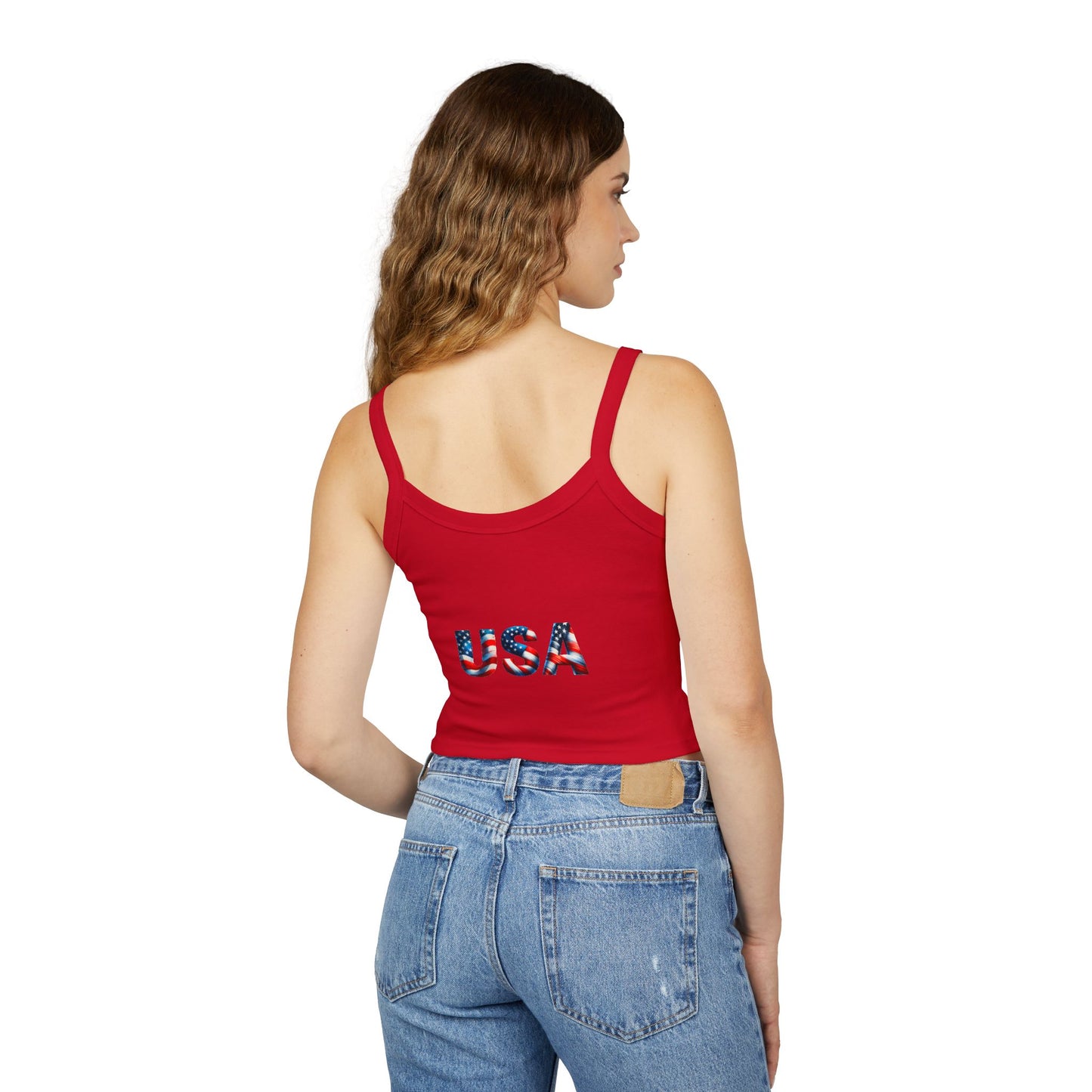 Princess Grace  USA Flag Women's Spaghetti Strap Tank Top  Patriotic Summer Wear