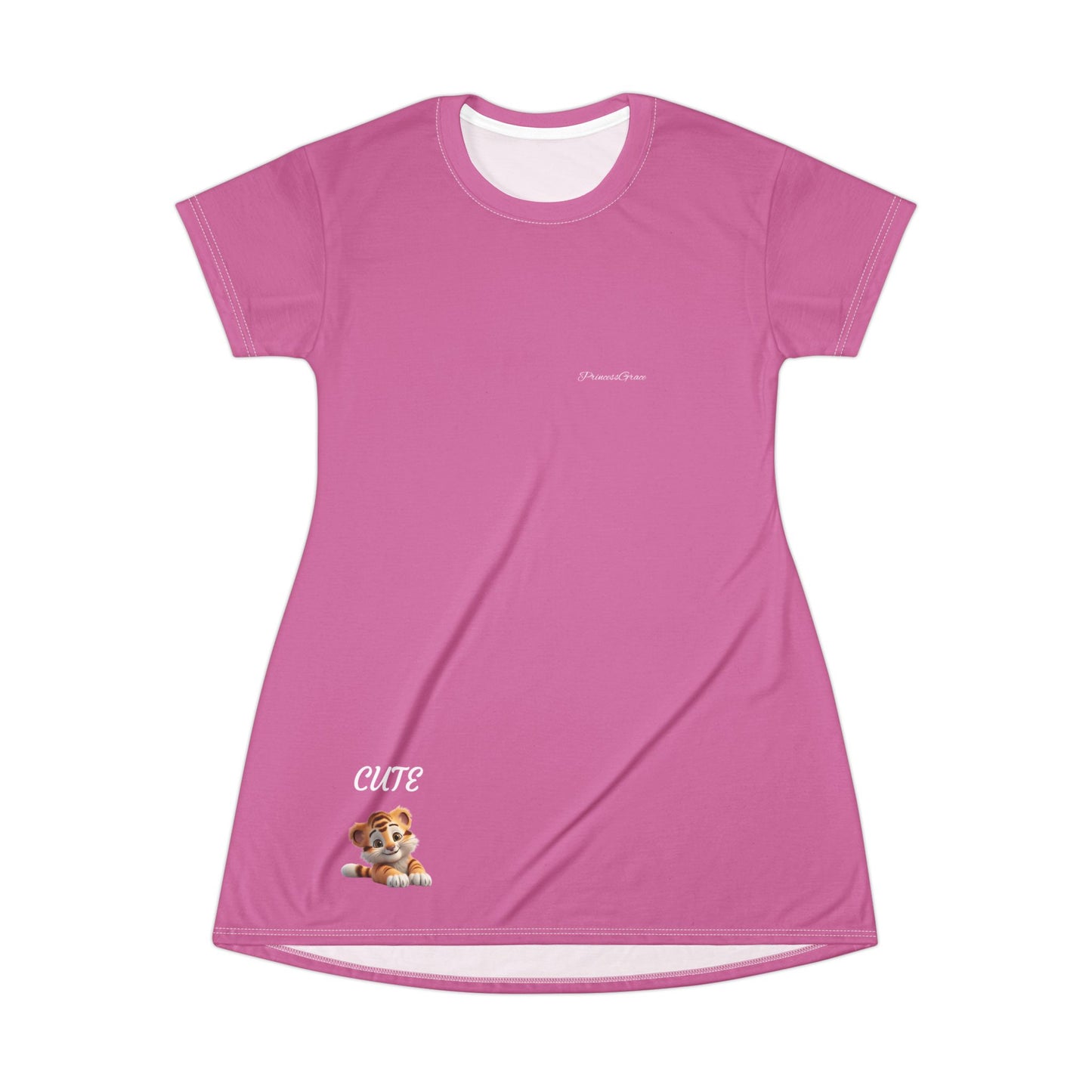 Princess Grace  Cute Pink T-Shirt Dress  Fun Casual Wear