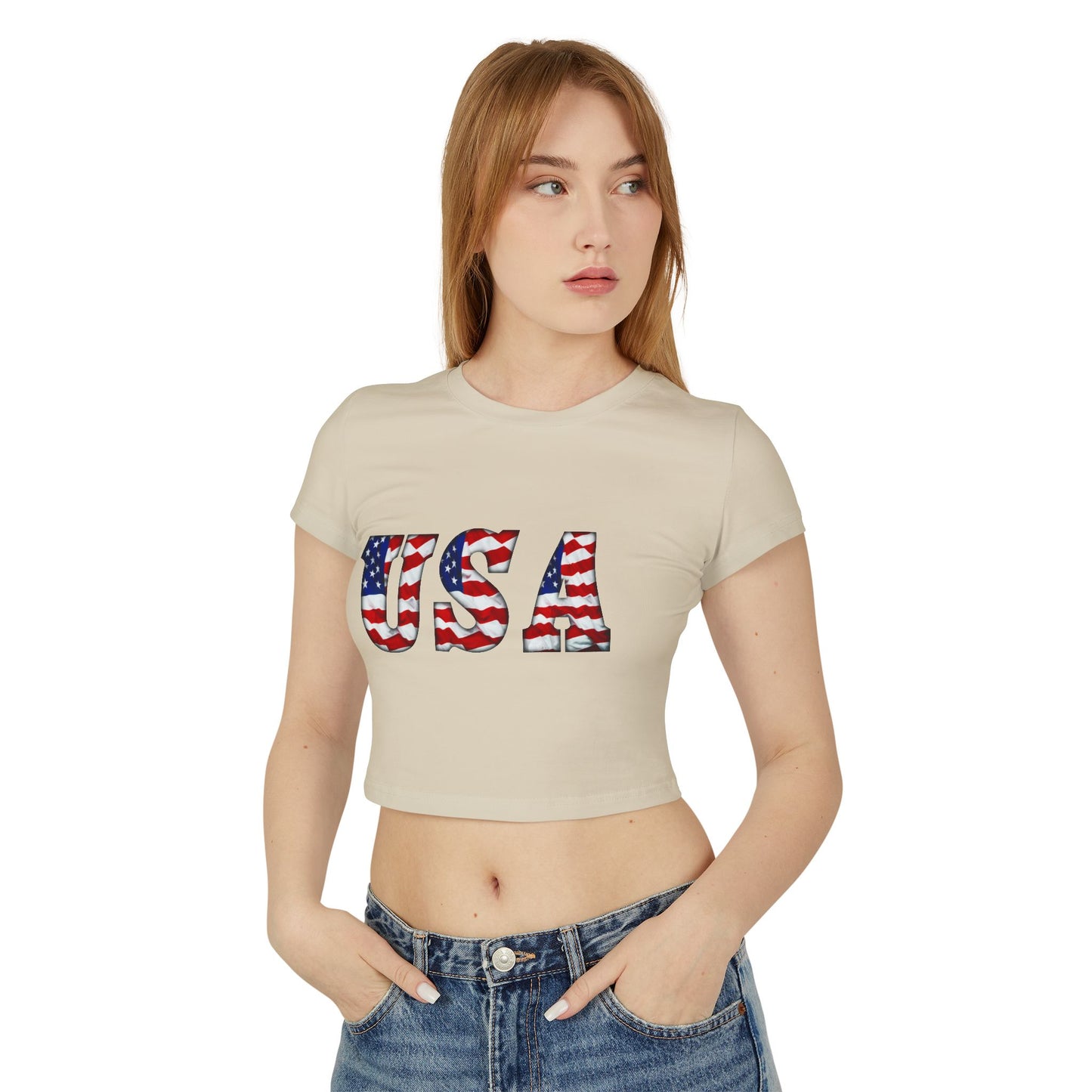 Princess Grace  Patriotic USA Women's Baby Tee Celebrate Independence Day & Summer Vibes