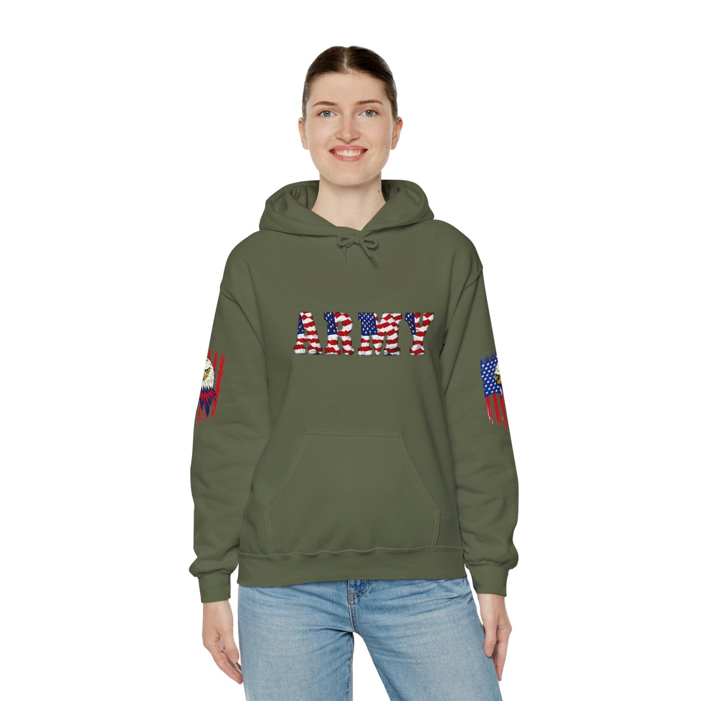 Princess Grace  Patriotic Army Eagle Hoodie  Unisex Heavy Blend Sweatshirt