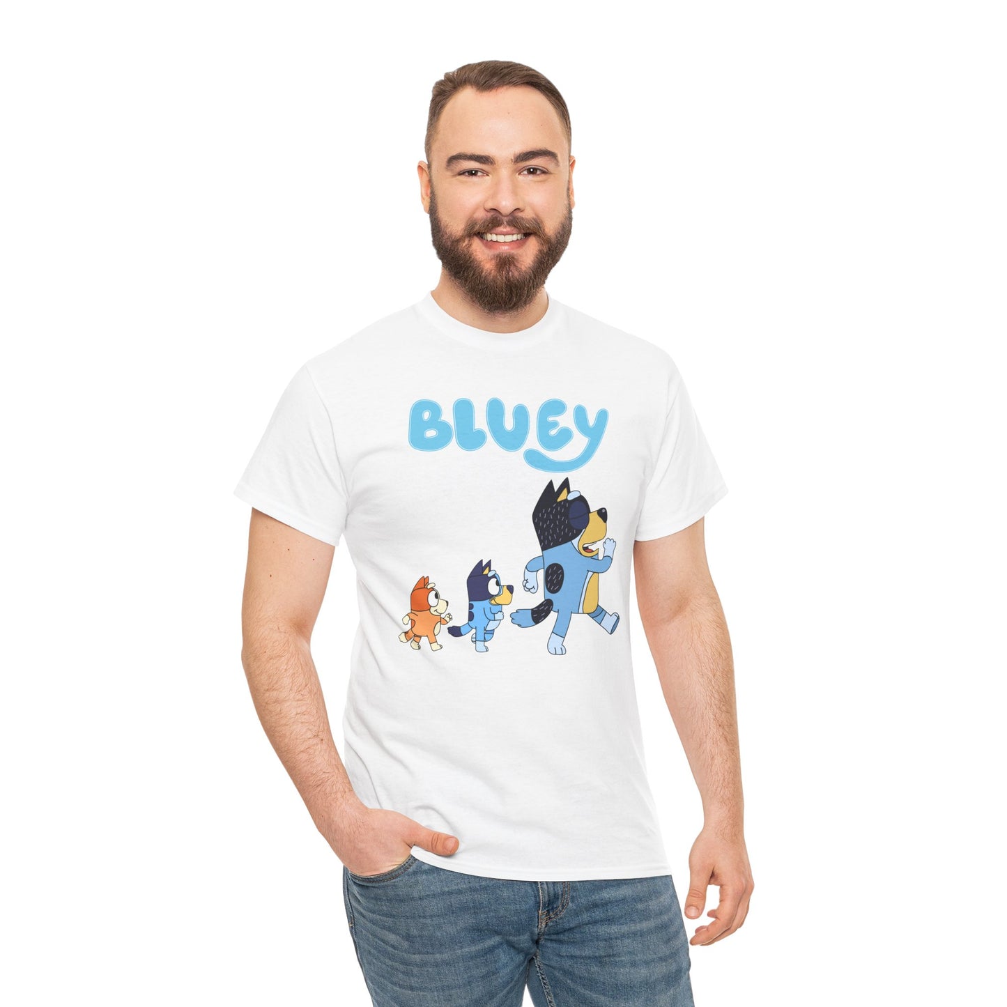 Princess Grace  Bluey Unisex Heavy Cotton Tee  Cute Cartoon T-Shirt for Kids and Adults