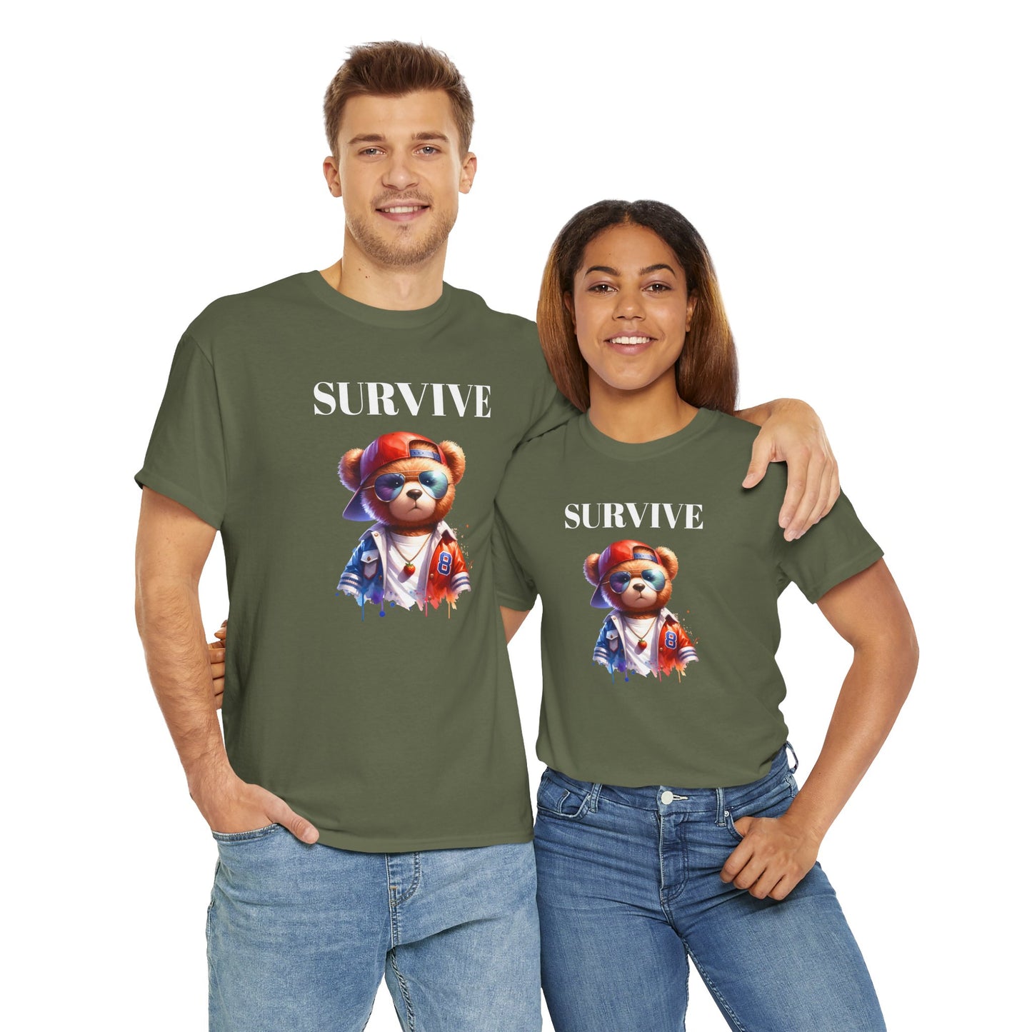 Princess Grace  Cool Survive Bear Unisex Heavy Cotton Tee