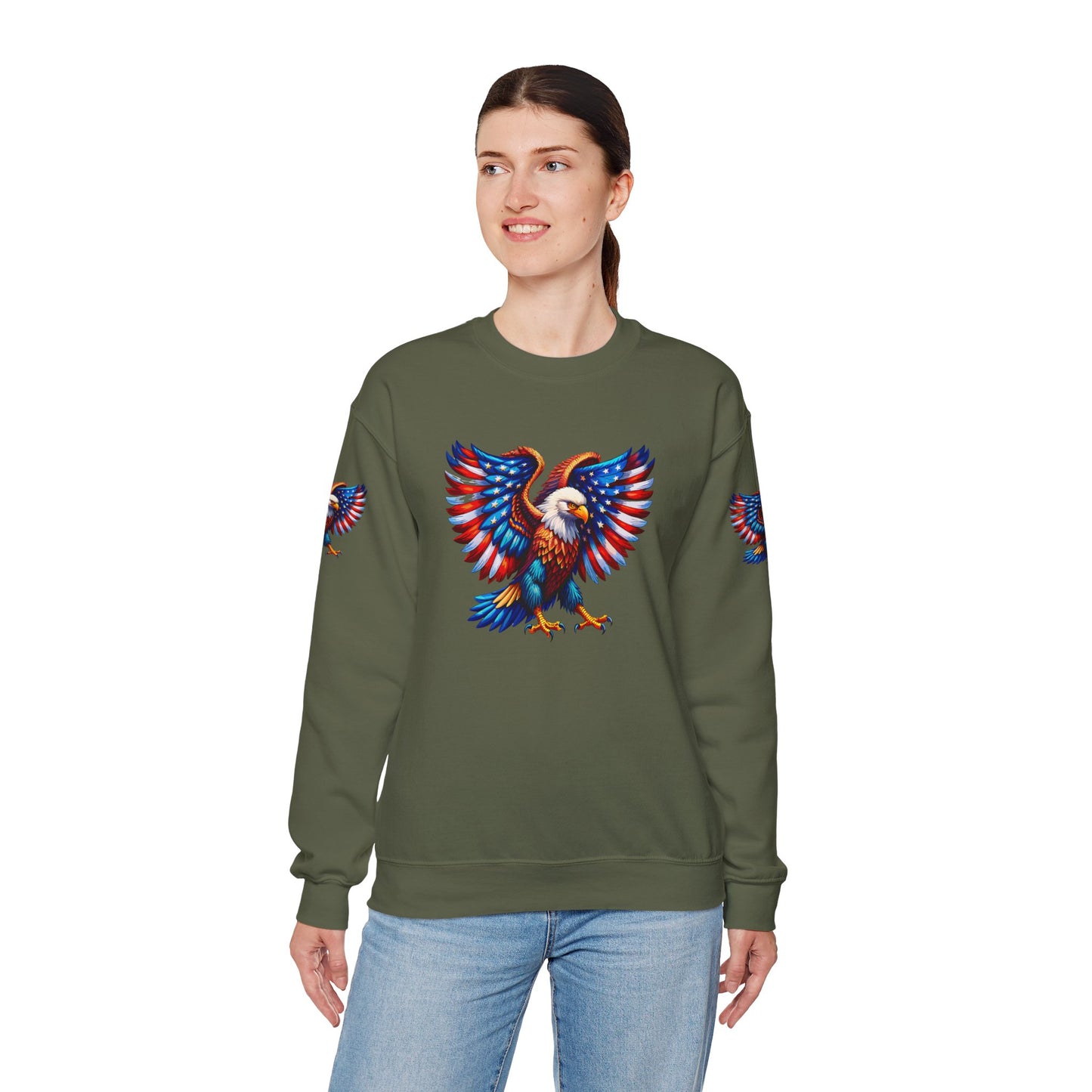 Princess Grace  Eagle Wings Unisex Crewneck Sweatshirt Patriotic Graphic Pullover