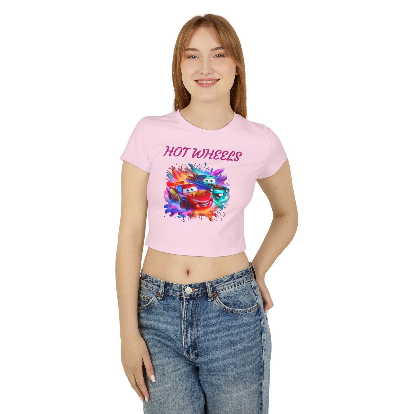 Princess Grace  Hot Wheels Women's Baby Tee Colorful Cartoon Graphic