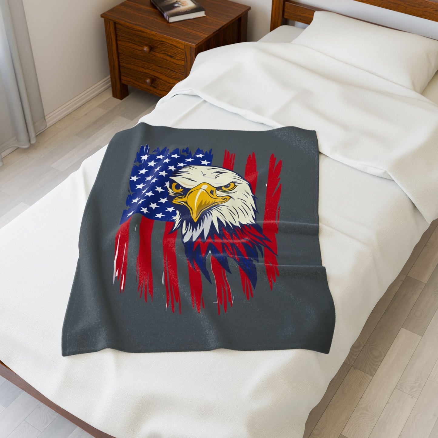 Princess Grace  Patriotic Eagle Velveteen Plush Blanket