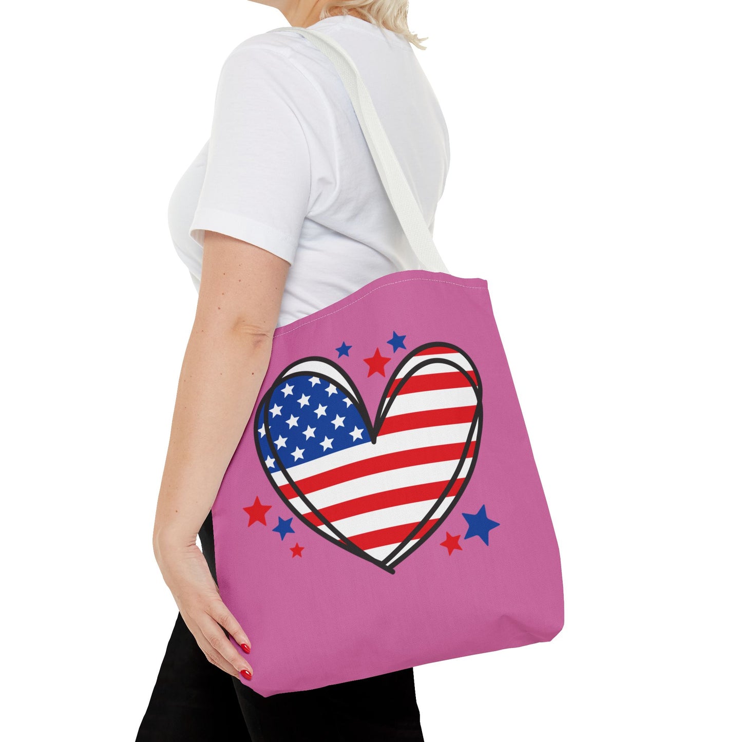 Princess Grace  Patriotic Heart Tote Bag for Independence Day & Everyday Use