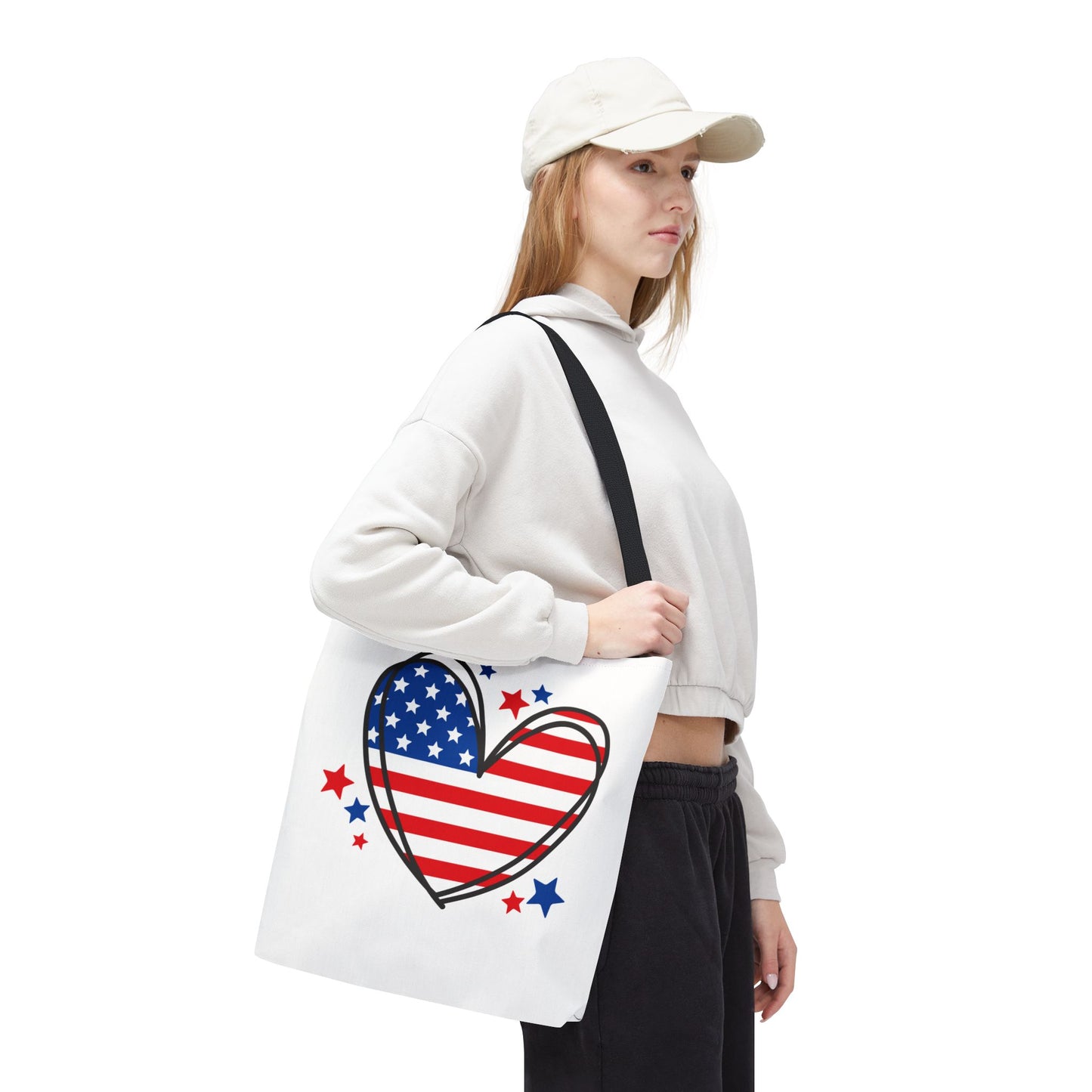 Princess Grace  Patriotic Heart Tote Bag Red, White & Blue Love