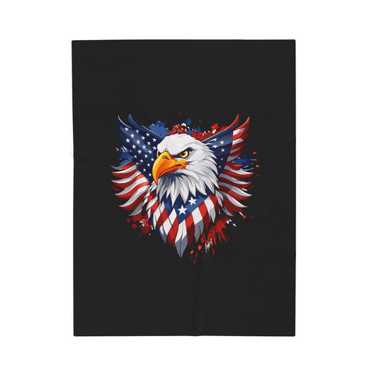 Princess Grace  Patriotic Eagle Velveteen Plush Blanket  Cozy American Flag Throw for Independence Day & Celebrations