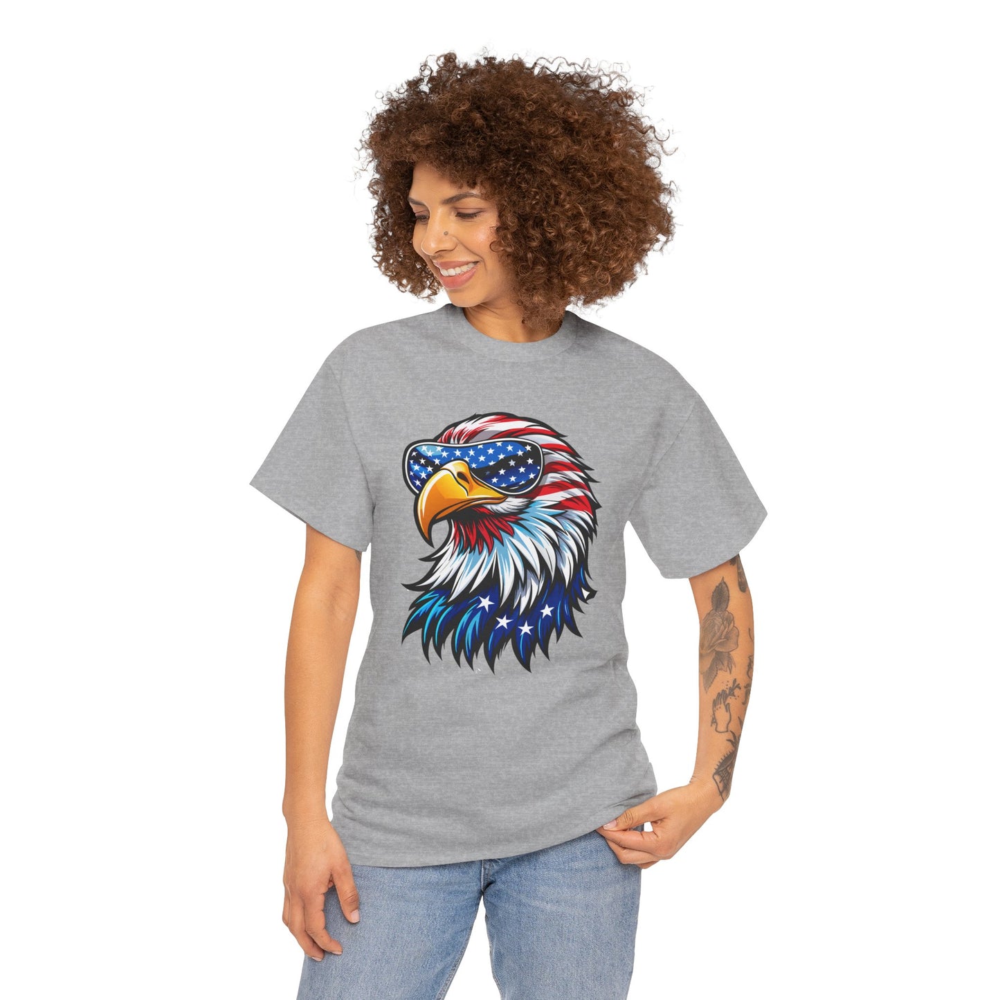 Princess Grace  Patriotic Eagle Unisex Heavy Cotton Tee 4th of July Spirit