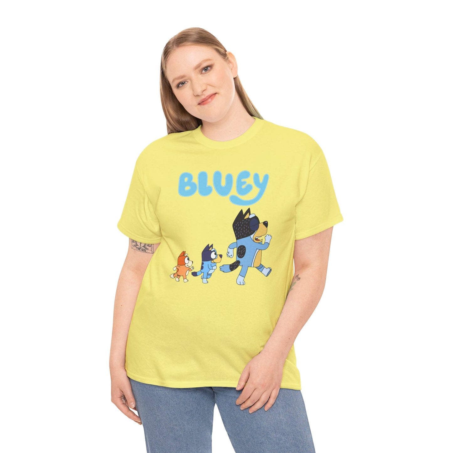 Princess Grace  Bluey Unisex Heavy Cotton Tee  Cute Cartoon T-Shirt for Kids and Adults
