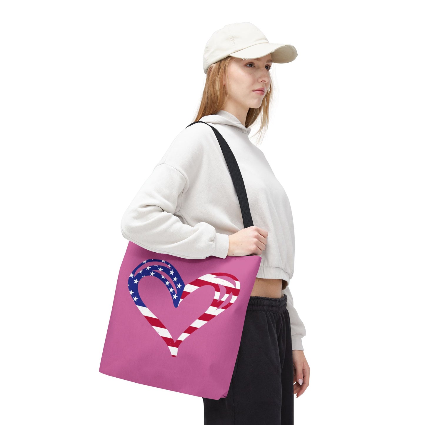 Princess Grace  Patriotic Heart Tote Bag  USA Flag Design