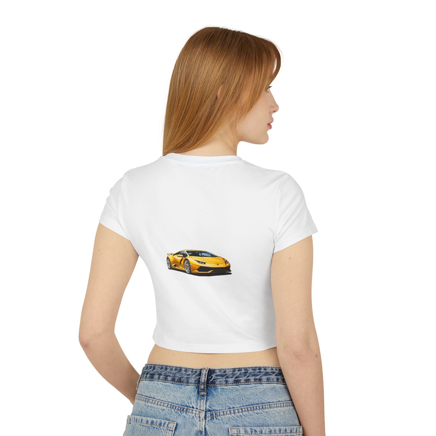 Princess Grace  Women's Hot Wheels Baby Tee Cute and Stylish Car Graphic Top for Car Enthusiasts