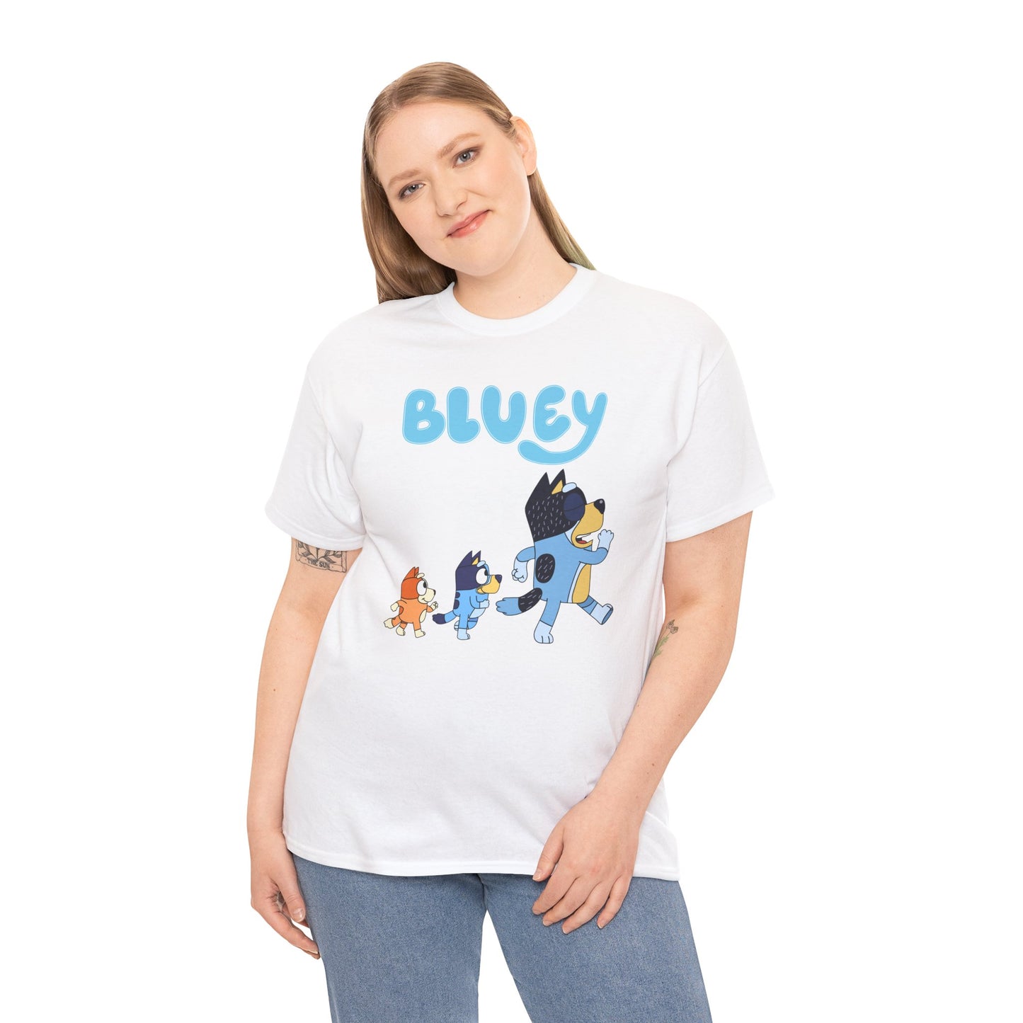 Princess Grace  Bluey Unisex Heavy Cotton Tee  Cute Cartoon T-Shirt for Kids and Adults