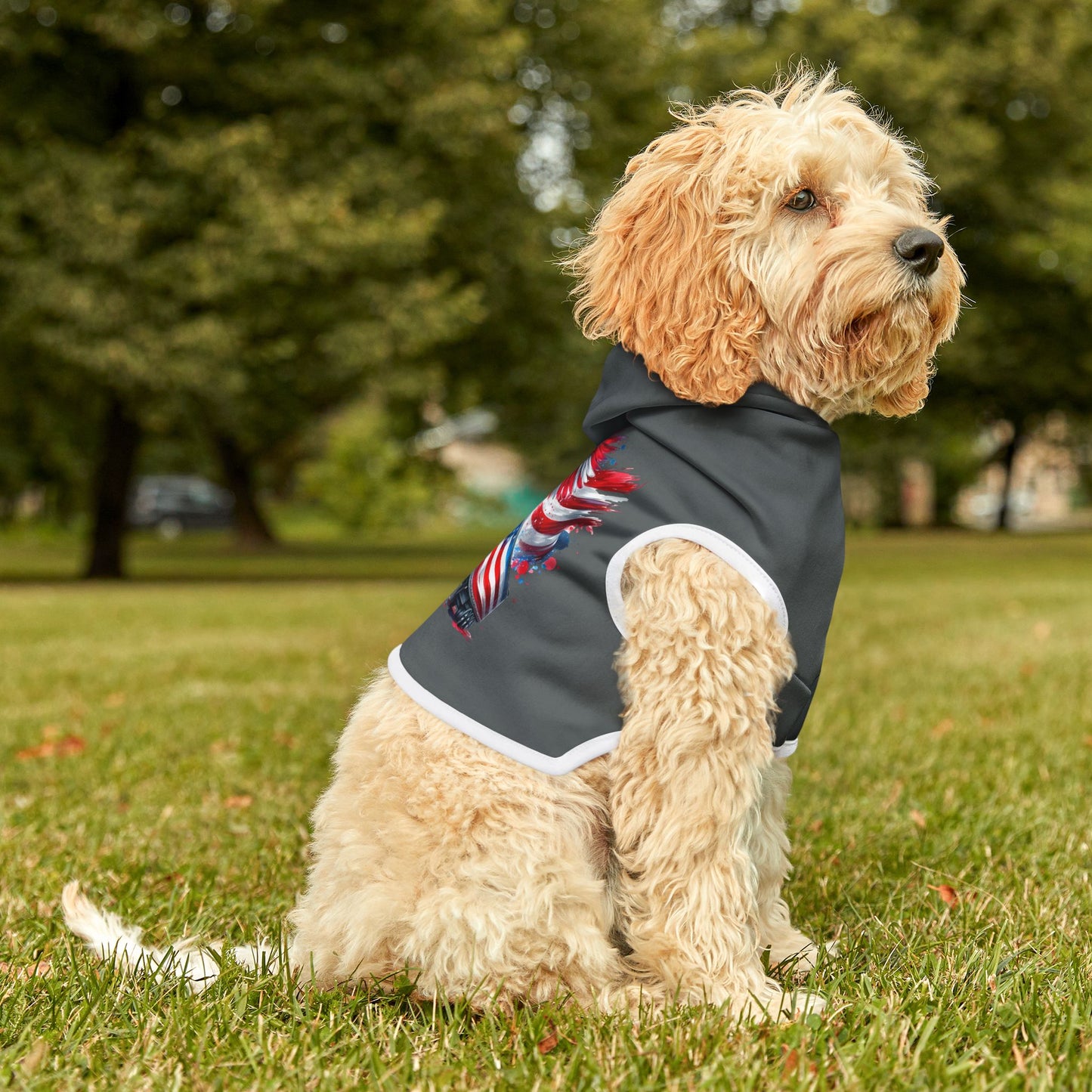 Princess Grace  Patriotic Truck Pet Hoodie Cozy Dog Apparel for Celebrating Holidays