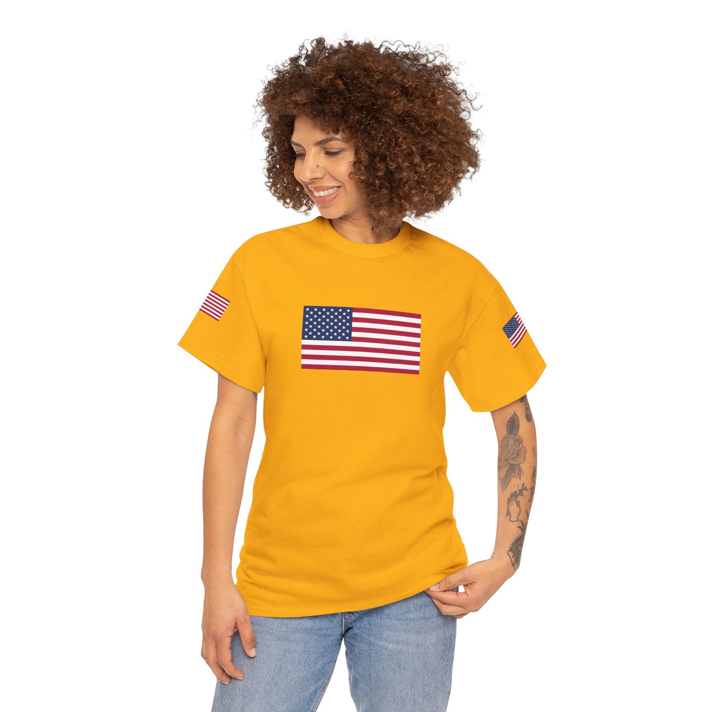 Princess Grace  Patriotic Unisex Heavy Cotton Tee with USA Flag Design