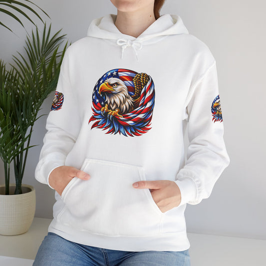 Princess Grace  Patriotic Eagle Hoodie   Unisex Heavy Blend Sweatshirt with American Flag Design