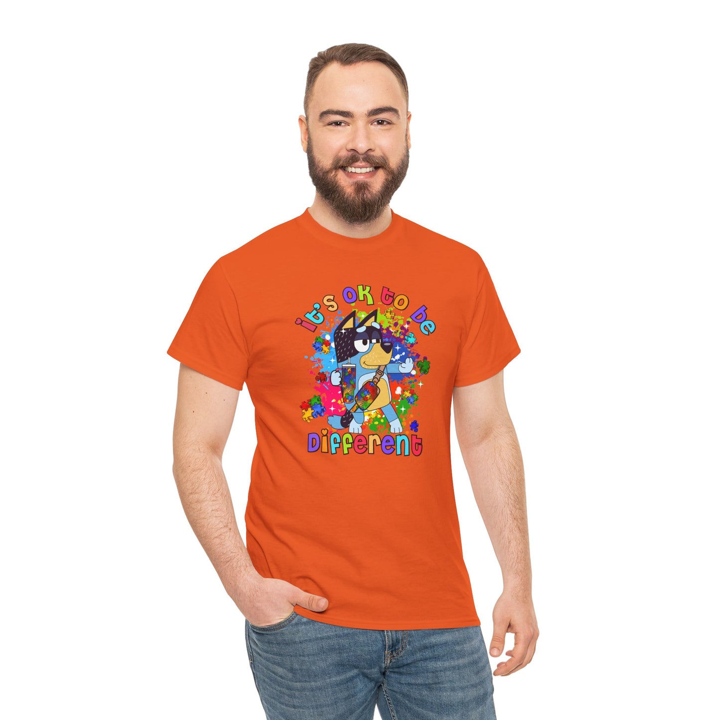 Princess Grace  Bluey  Unisex Heavy Cotton Tee  "It's OK to Be Different" - Colorful Graphic T-Shirt for Self-Expression