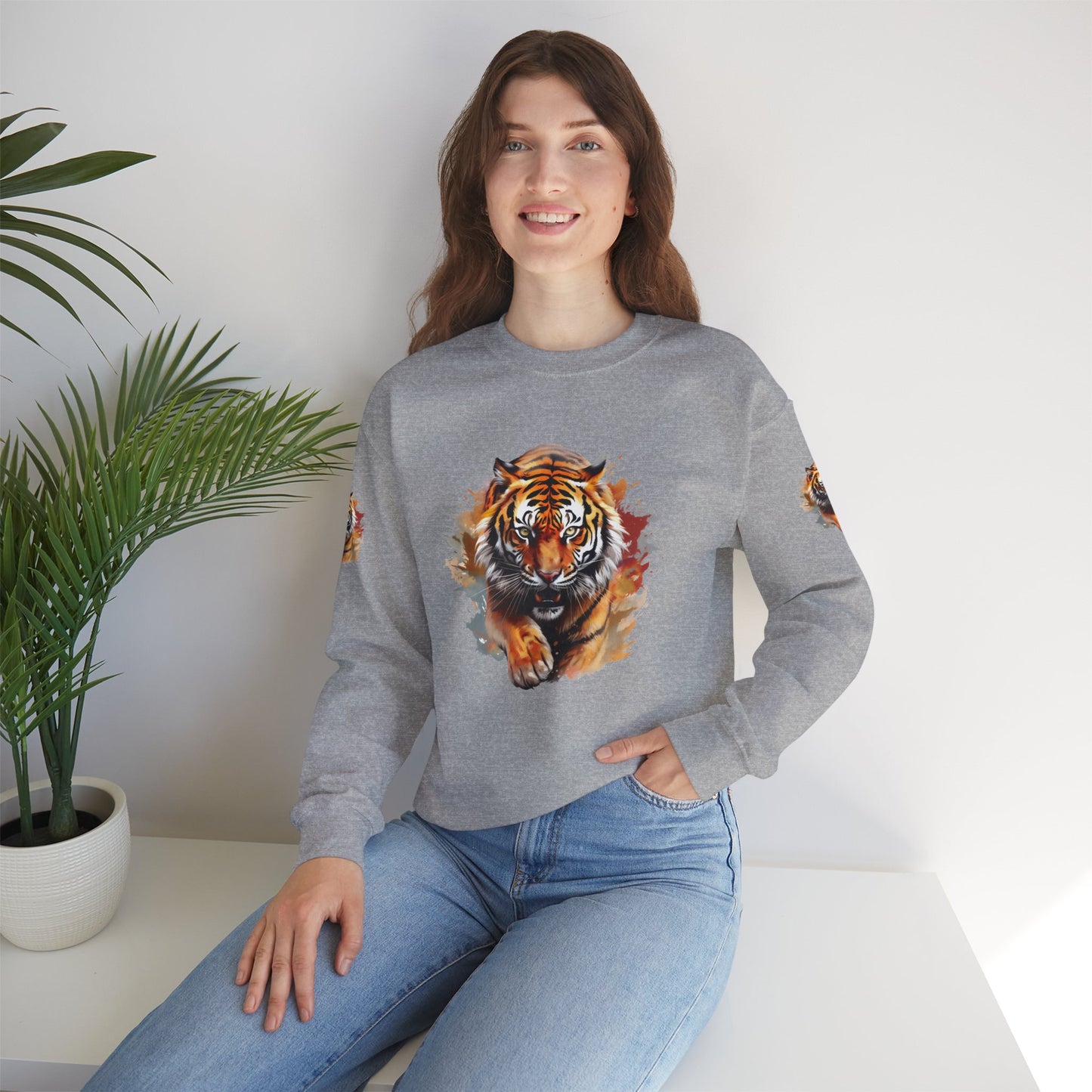 Princess Grace  Majestic Tiger Unisex Heavy Blend Crewneck Sweatshirt