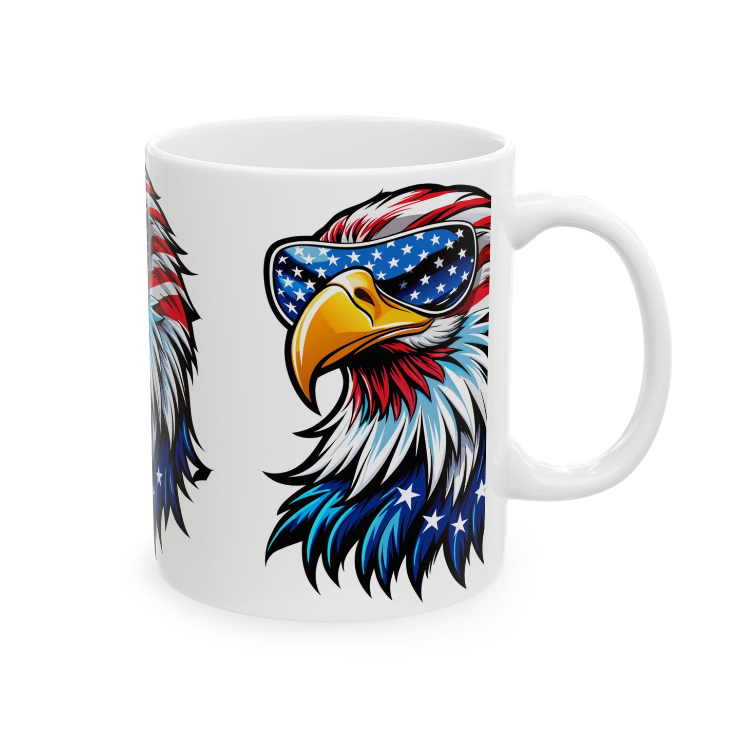 Princess Grace Patriotic Eagle Ceramic Mug - 11oz & 15oz  Perfect for 4th of July and Everyday Use