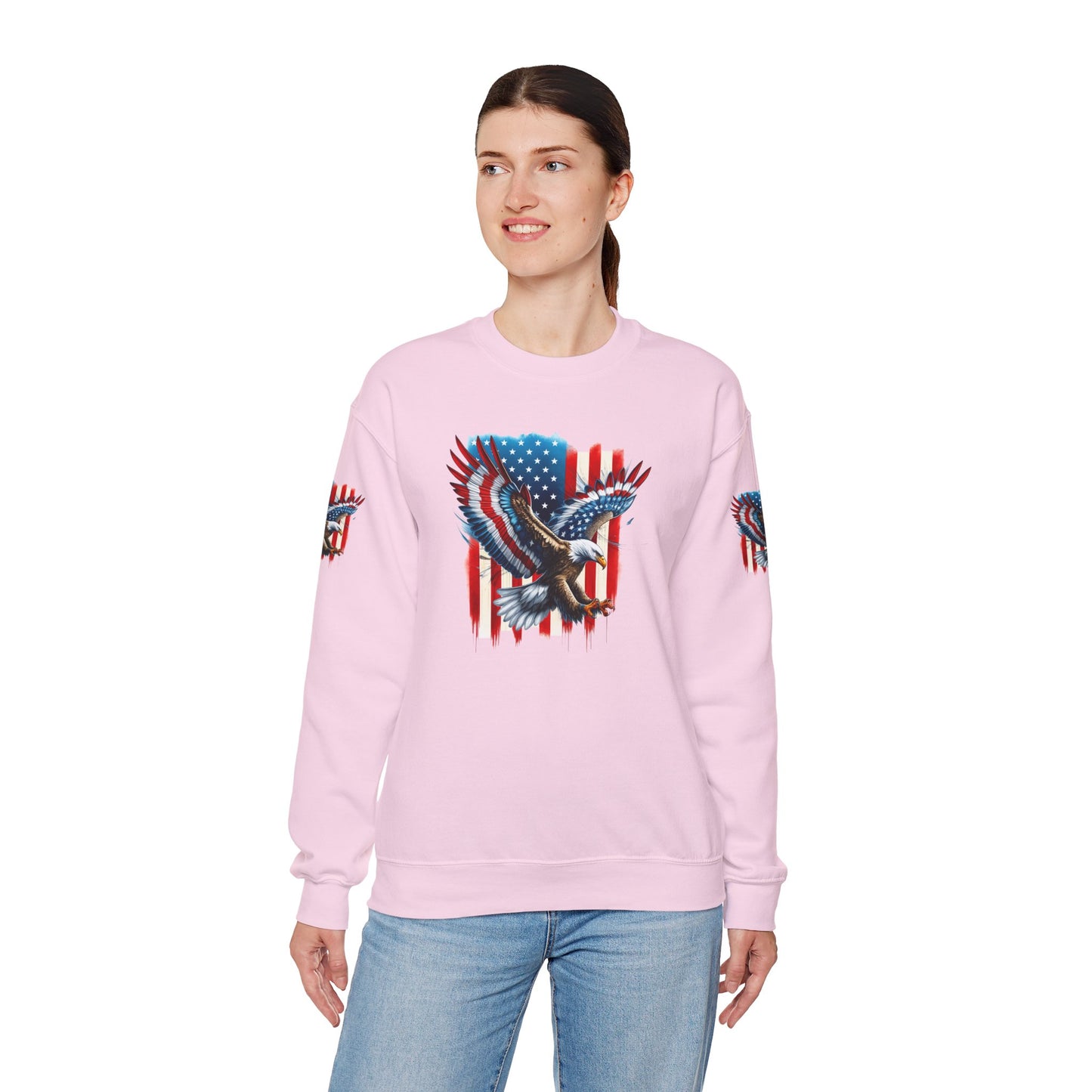 Princess Grace  Patriotic Eagle Crewneck Sweatshirt Unisex Heavy Blend