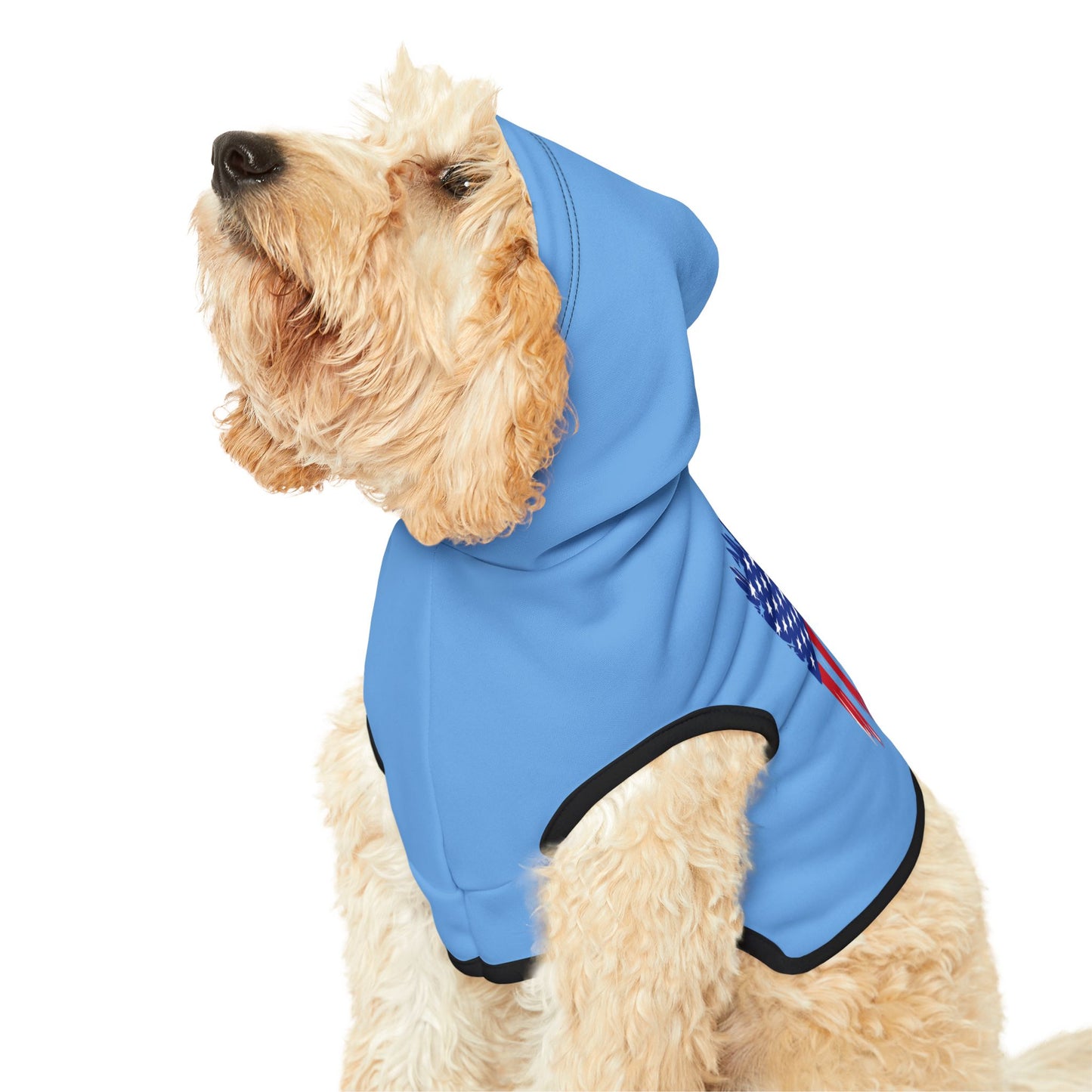 Princess Grace  Patriotic Eagle Pet Hoodie  Cozy Blue Dog Hoodie for Independence Day