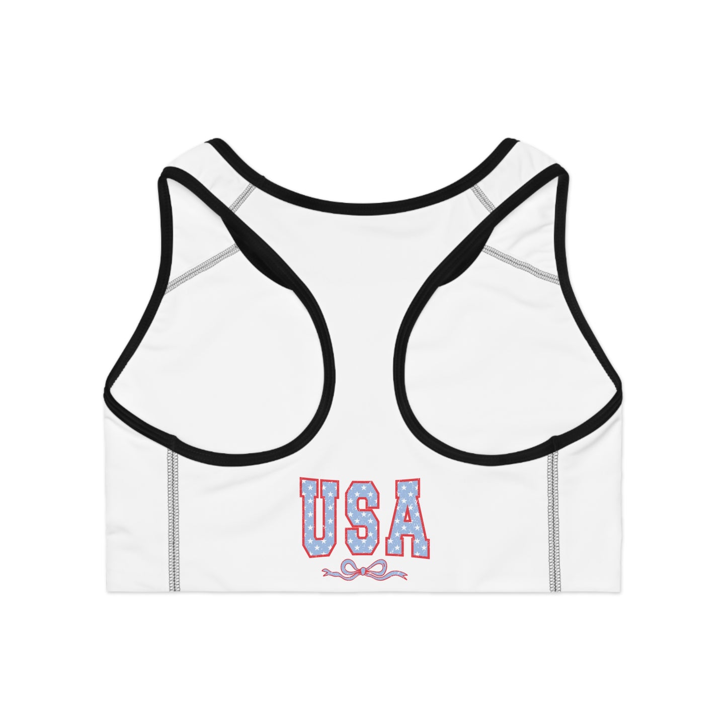 Princess Grace  Patriotic USA Sports Bra  Comfortable Active Wear for Fitness Enthusiasts