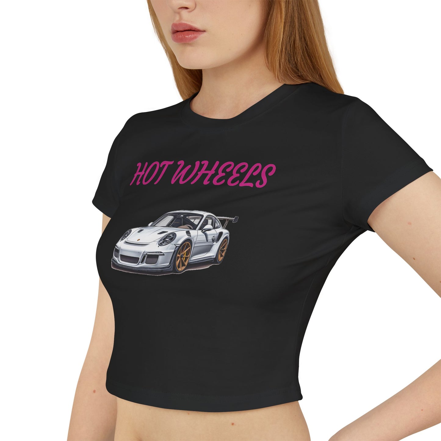 Princess Grace  Hot Wheels Women's Baby Tee Sporty Car Graphic Crop Top