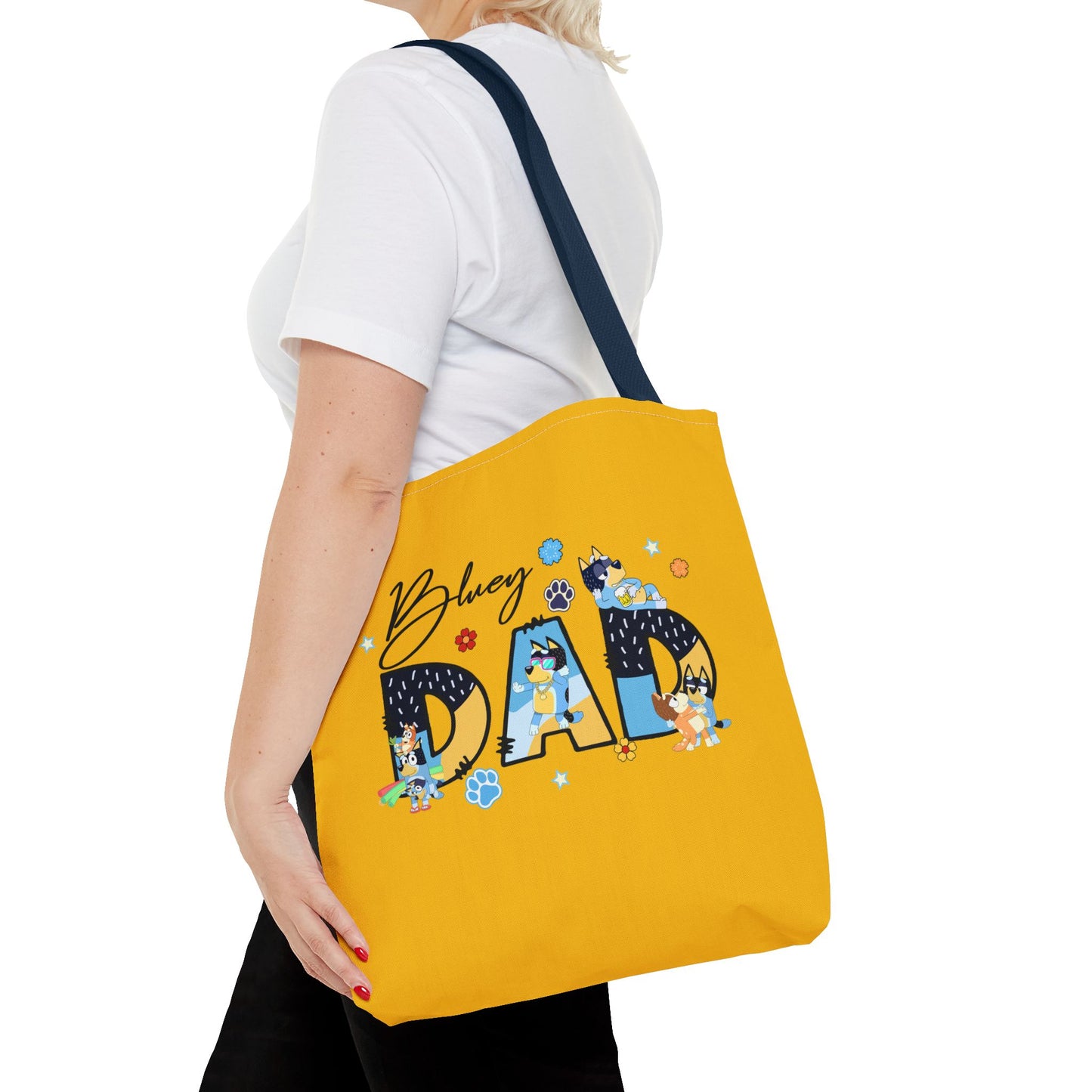 Princess Grace  Bluey Dad Tote Bag Bright Yellow Dog Lovers Tote for Father's Day and Casual Outings