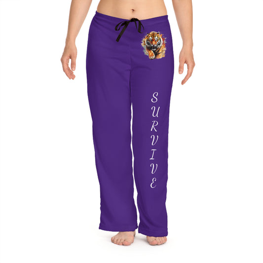 Princess Grace   Pajama Pants  Purple Tiger 'Survive' Lounge Sleepwear