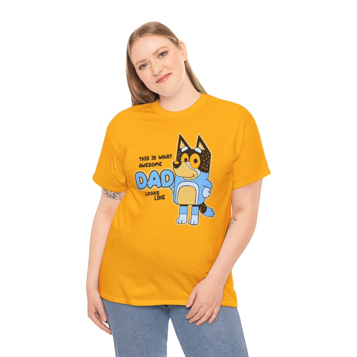 Princess Grace  Bluey  Awesome Dad Unisex Heavy Cotton Tee  Funny Gift for Father's Day
