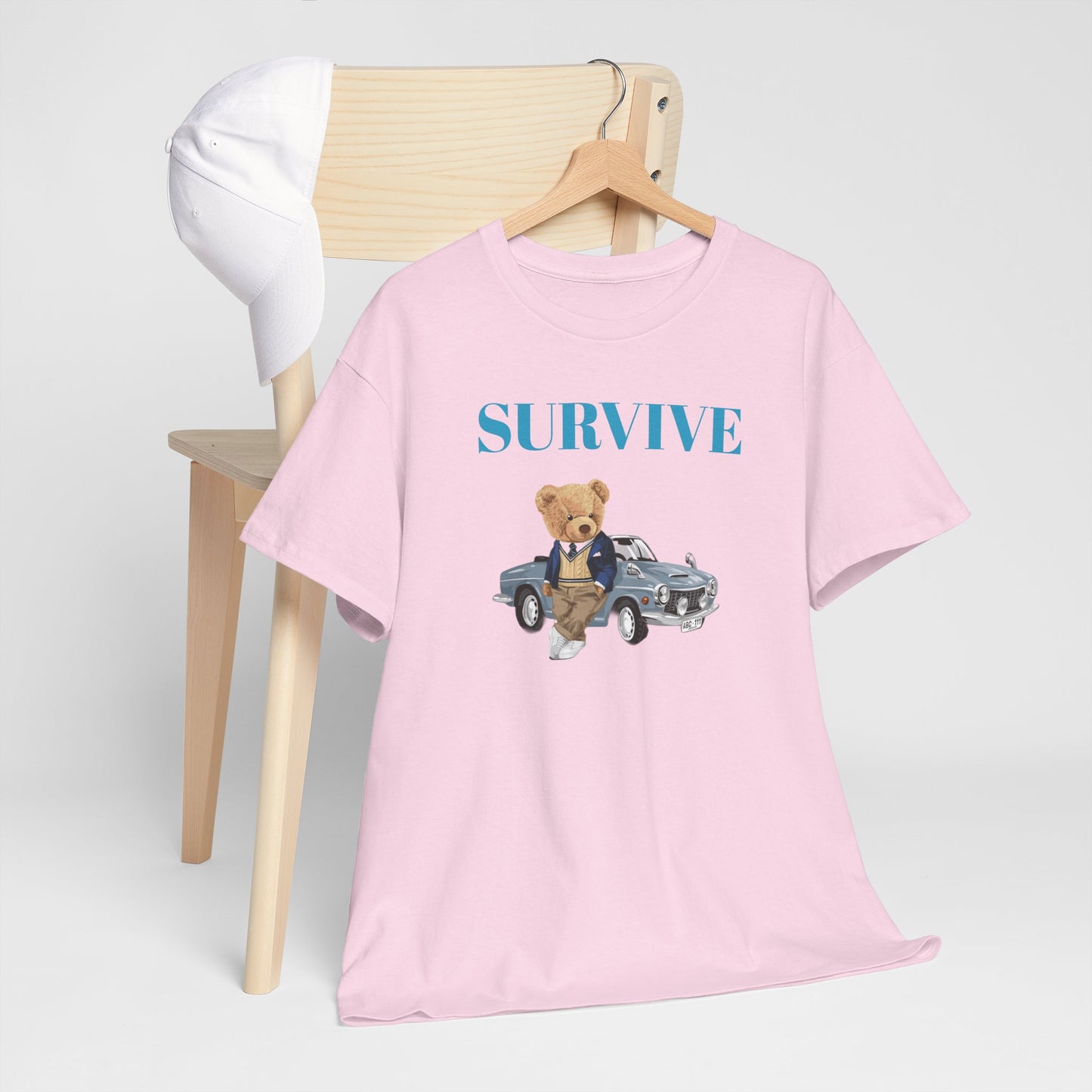 Princess Grace  Survive Bear Unisex Heavy Cotton Tee  Casual Comfort for Animal Lovers