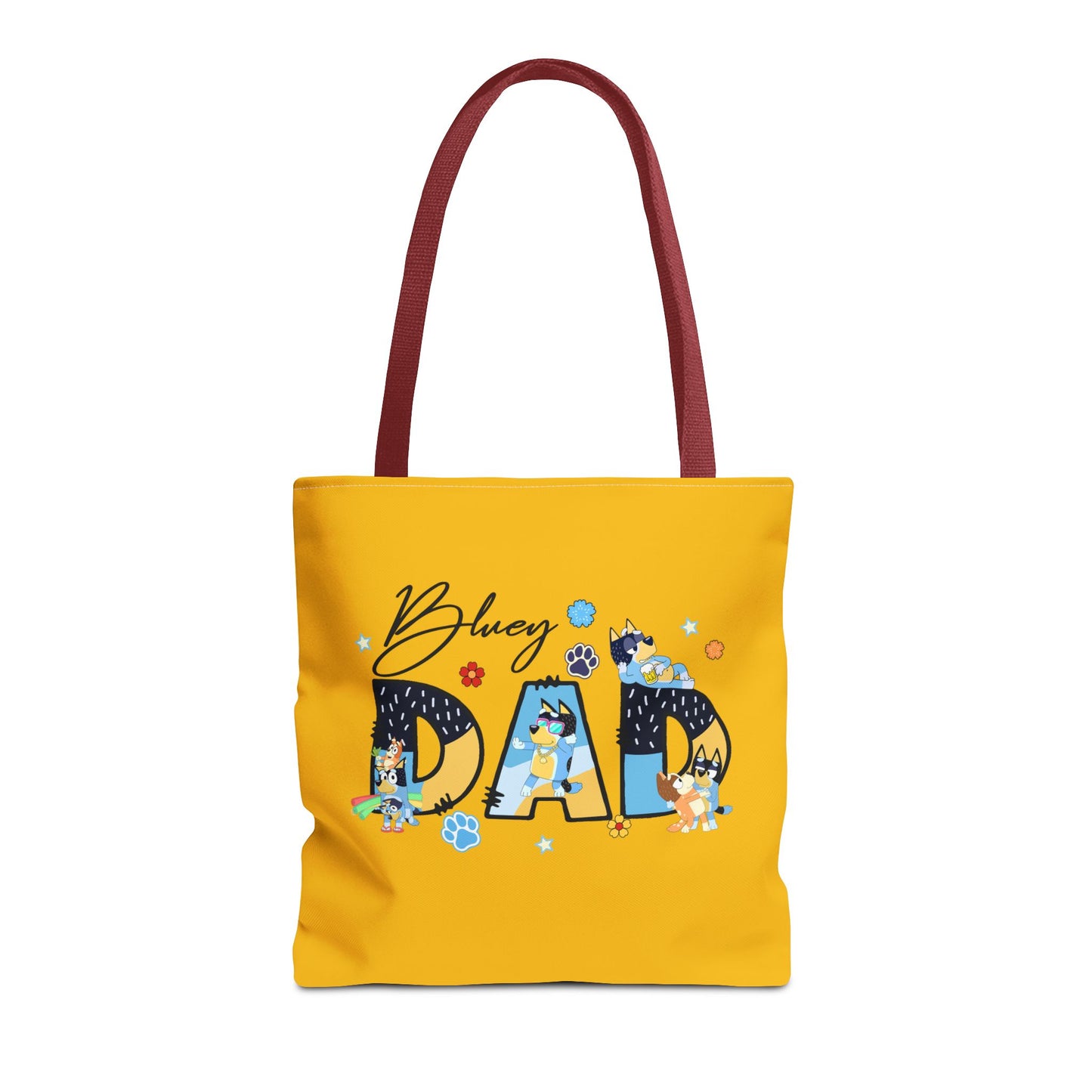 Princess Grace  Bluey Dad Tote Bag Bright Yellow Dog Lovers Tote for Father's Day and Casual Outings