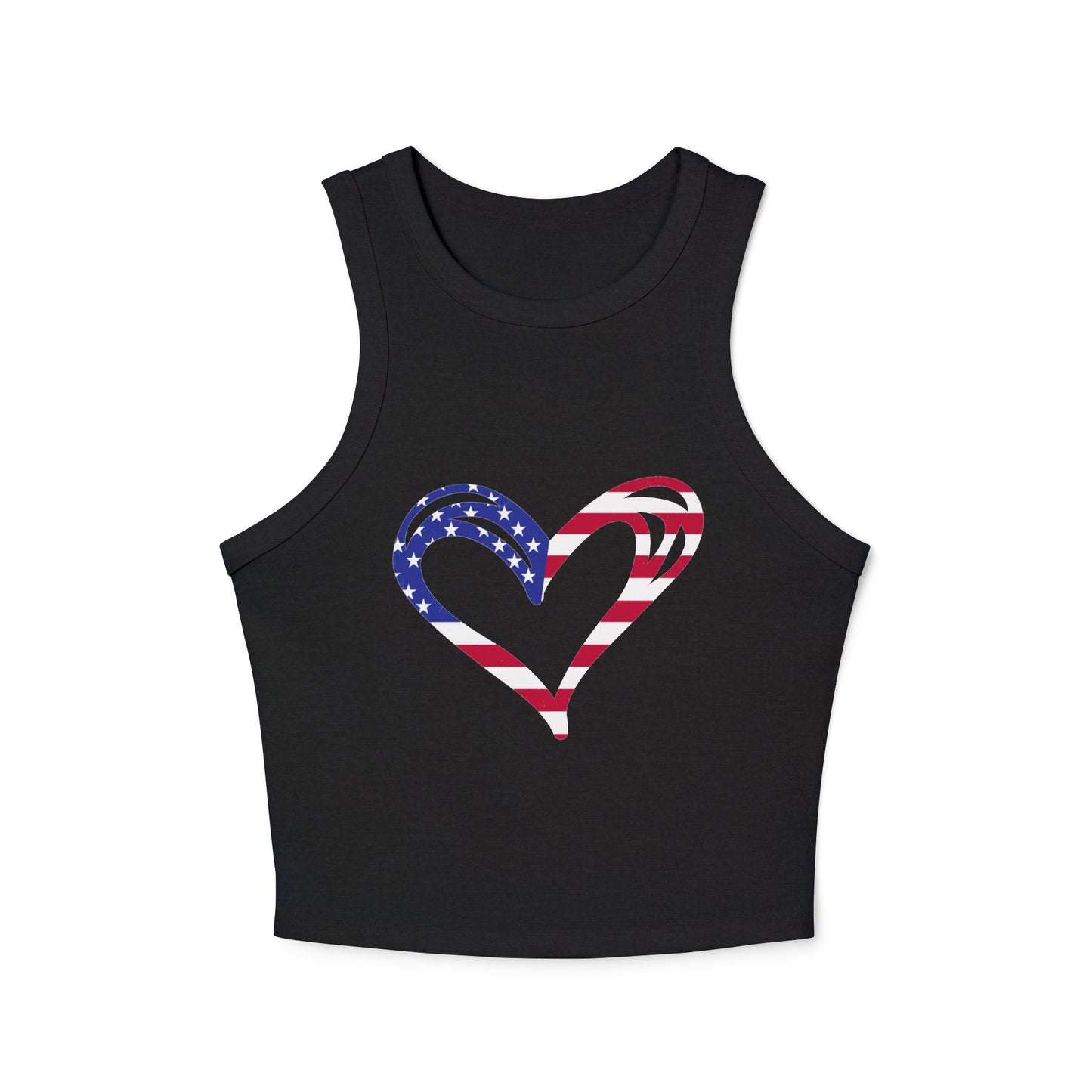 Princess Grace  Patriotic Heart Women's Micro Rib Racer Tank Top  USA Love Tank  4th of July Celebration