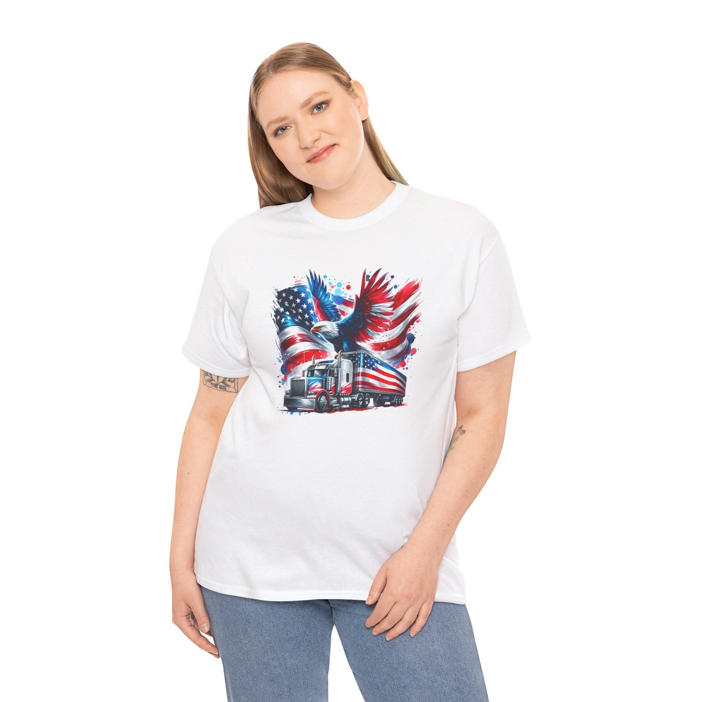 Princess Grace  Patriotic Eagle Truck Unisex Heavy Cotton Tee