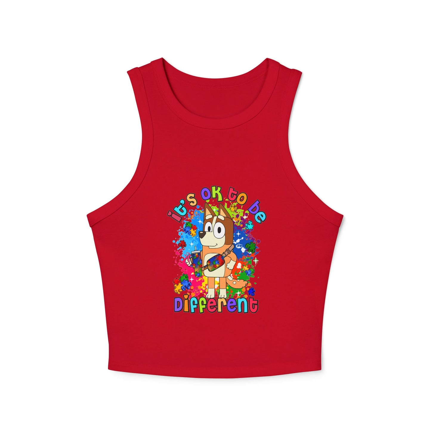 Princess Grace  Colorful Bluey Racer Tank Top  'It's OK to Be Different'