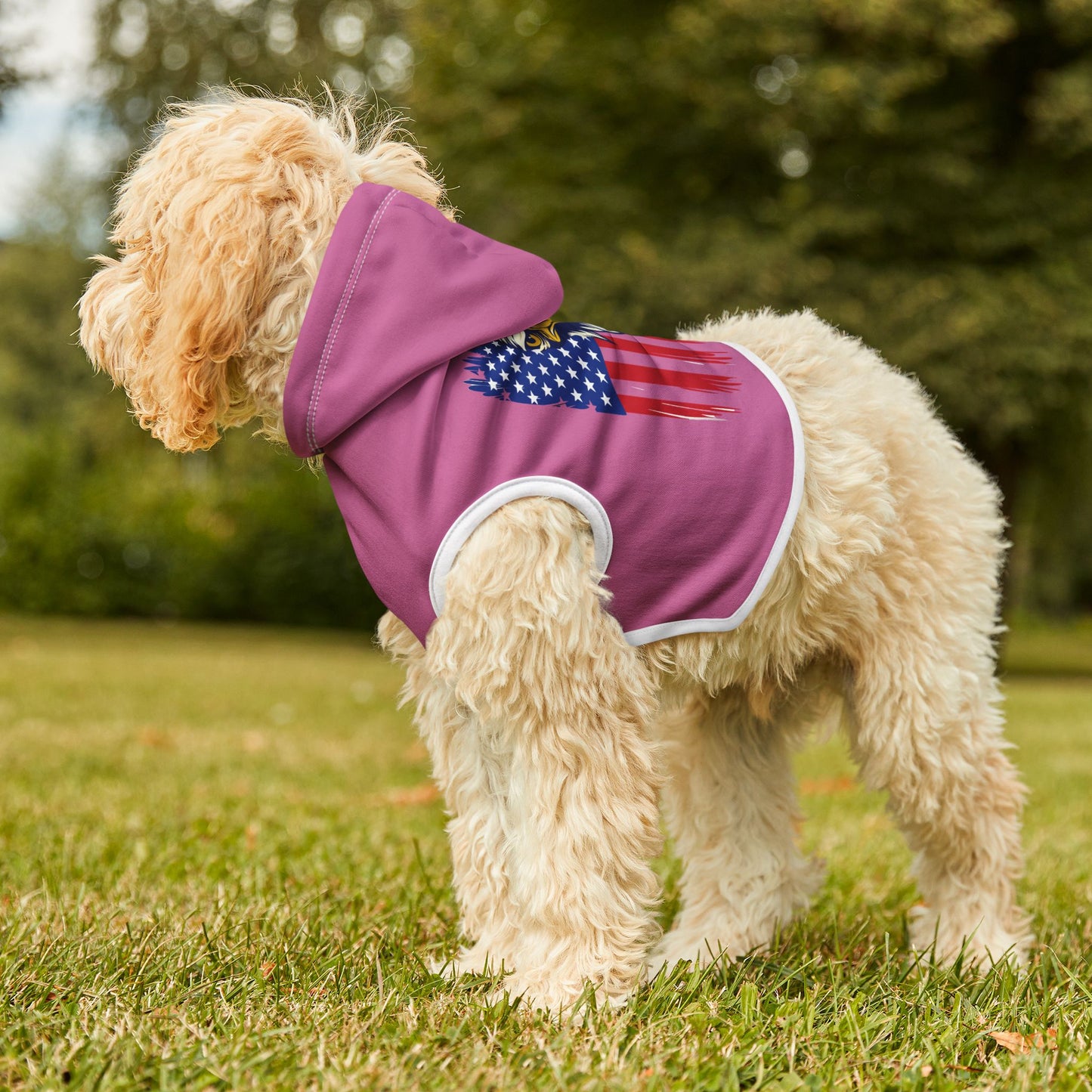 Princess Grave  Patriotic Pet Hoodie with Eagle Design Perfect for Celebrations