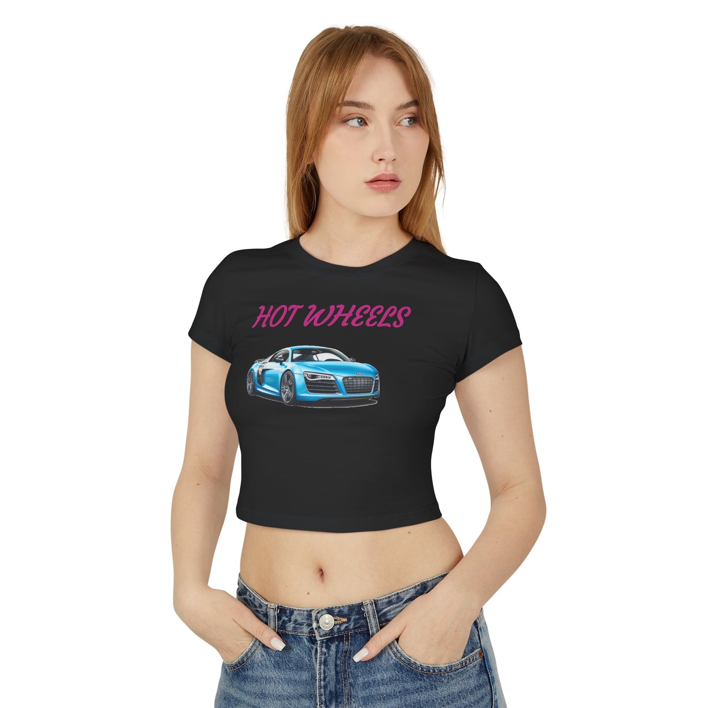 Princess Grace  Women's Baby Tee Hot Wheels Graphic Car Shirt for Car Enthusiasts