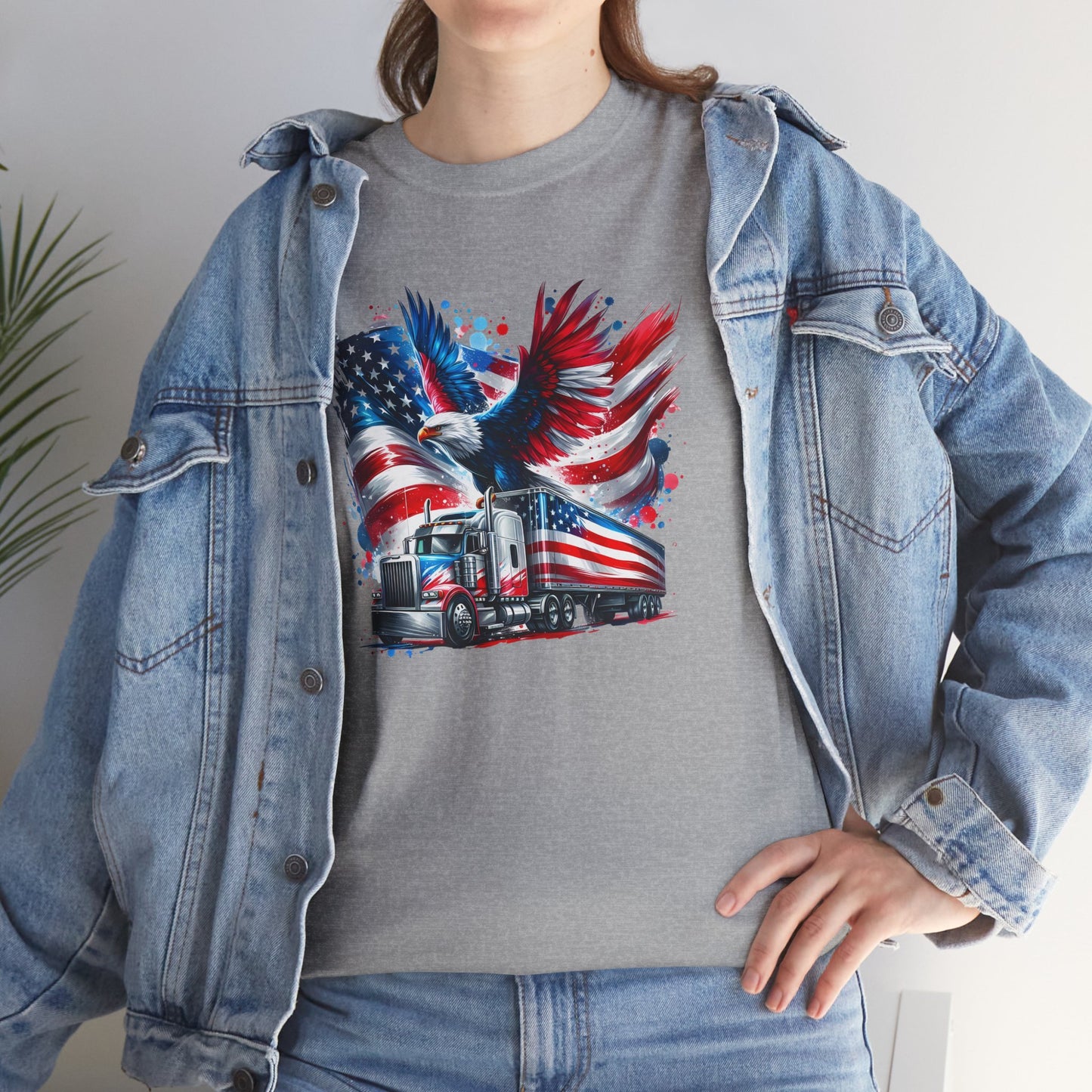 Princess Grace  Patriotic Eagle Truck Unisex Heavy Cotton Tee