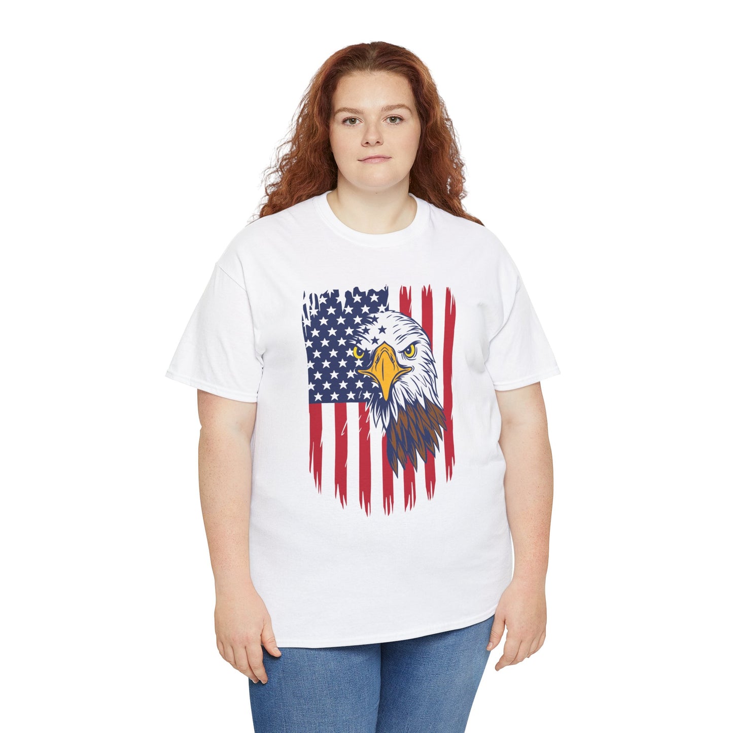 Princess Grace  Eagle & American Flag Unisex Heavy Cotton Tee   Patriotic Apparel for All Occasions