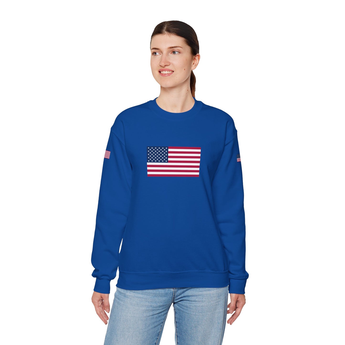 Princess Grace  TAEM USA  Patriotic Unisex Crewneck Sweatshirt with American Flags