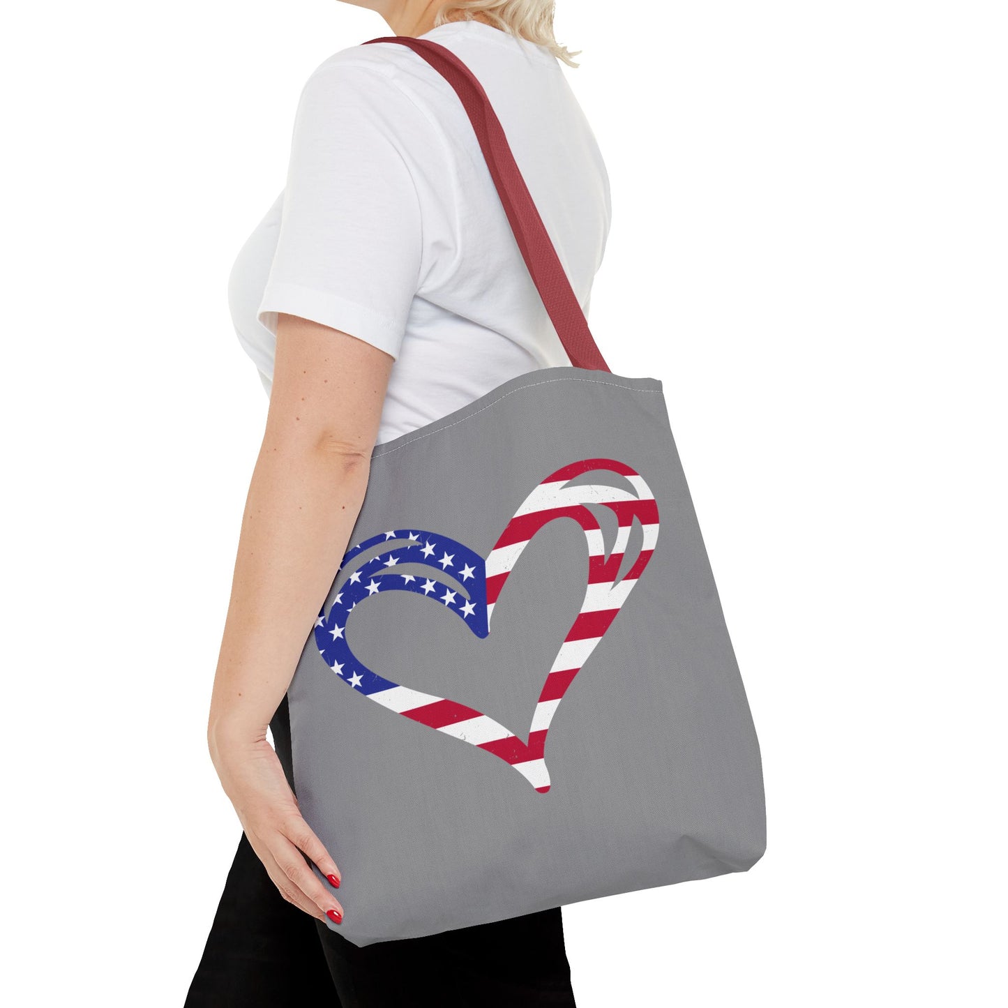 Princess Grace  Patriotic Heart Tote Bag Ideal for Celebrations & Everyday Use