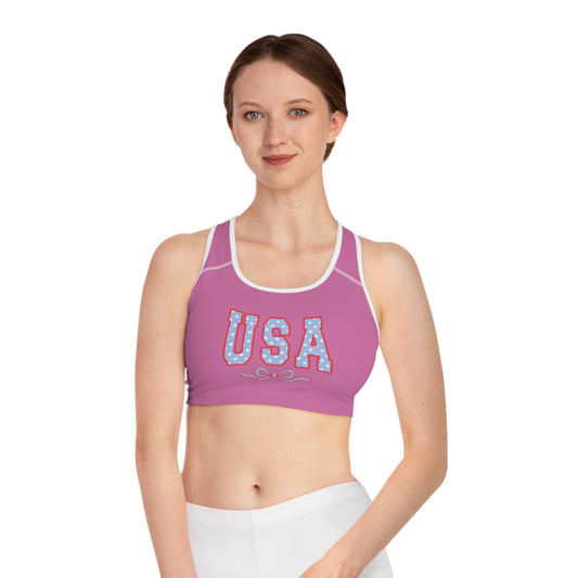 Princess Grace  USA Patriotic Sports Bra  Perfect for Workouts and Celebrations