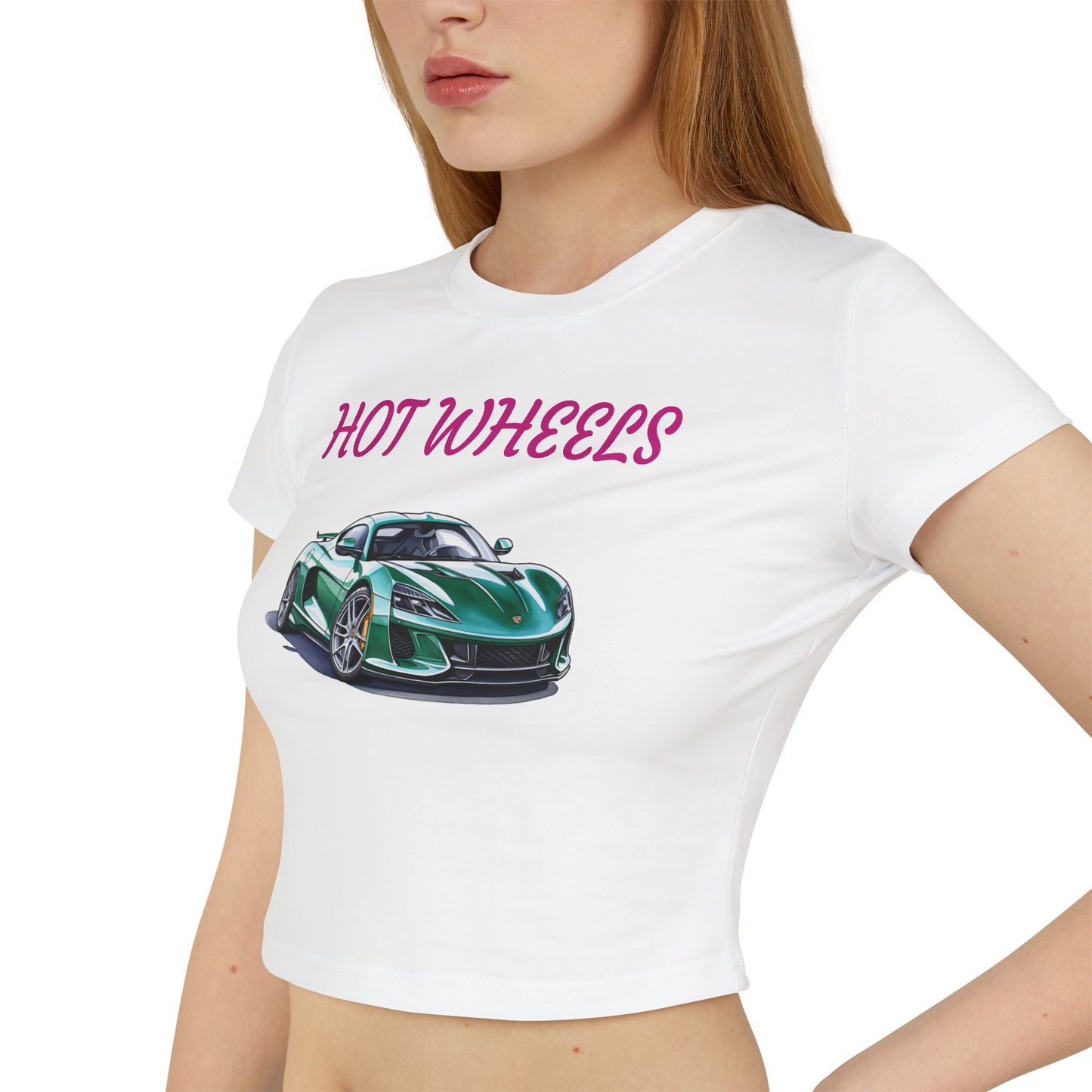 Princess Grace  Women's Baby Tee Hot Wheels Graphic Car Tee, Perfect for Car Enthusiasts