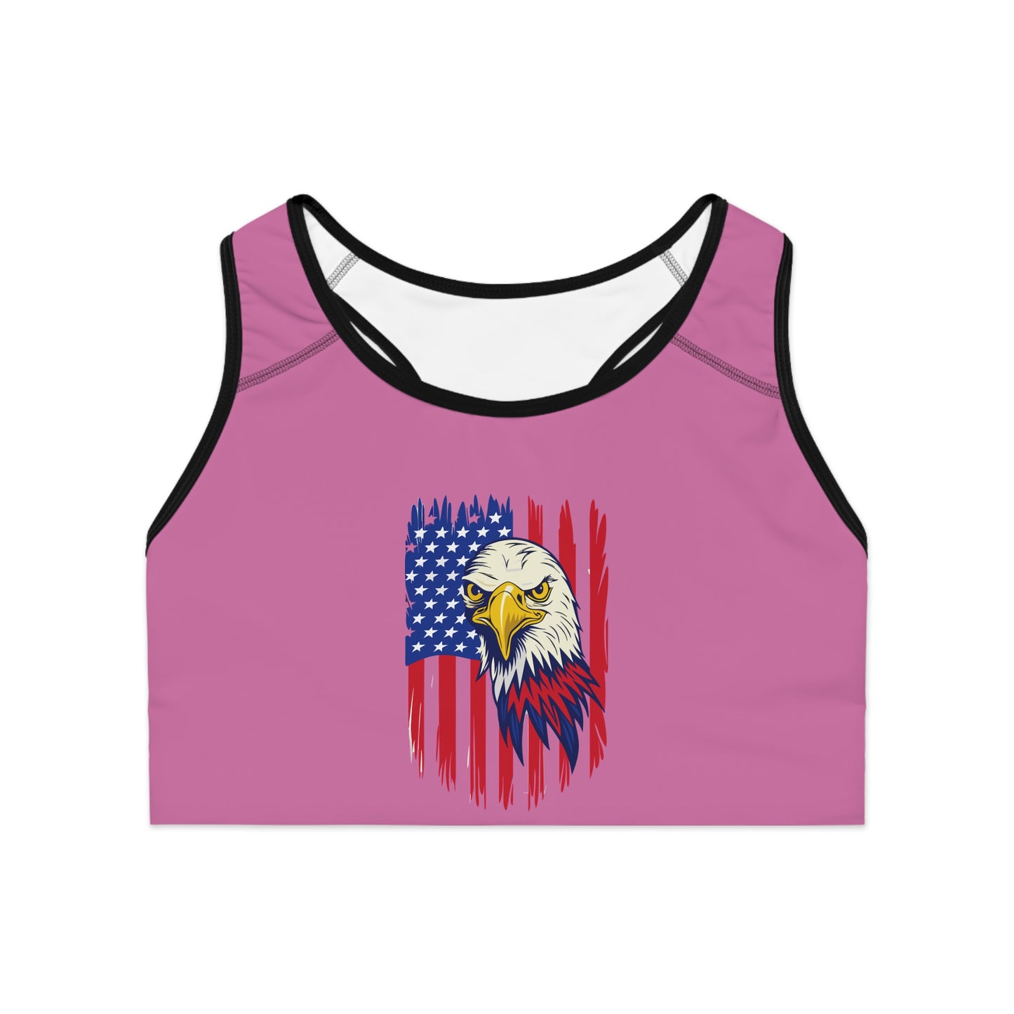 Princess Grace  Patriotic Eagle Sports Bra  USA Flag Design for Active Lifestyle