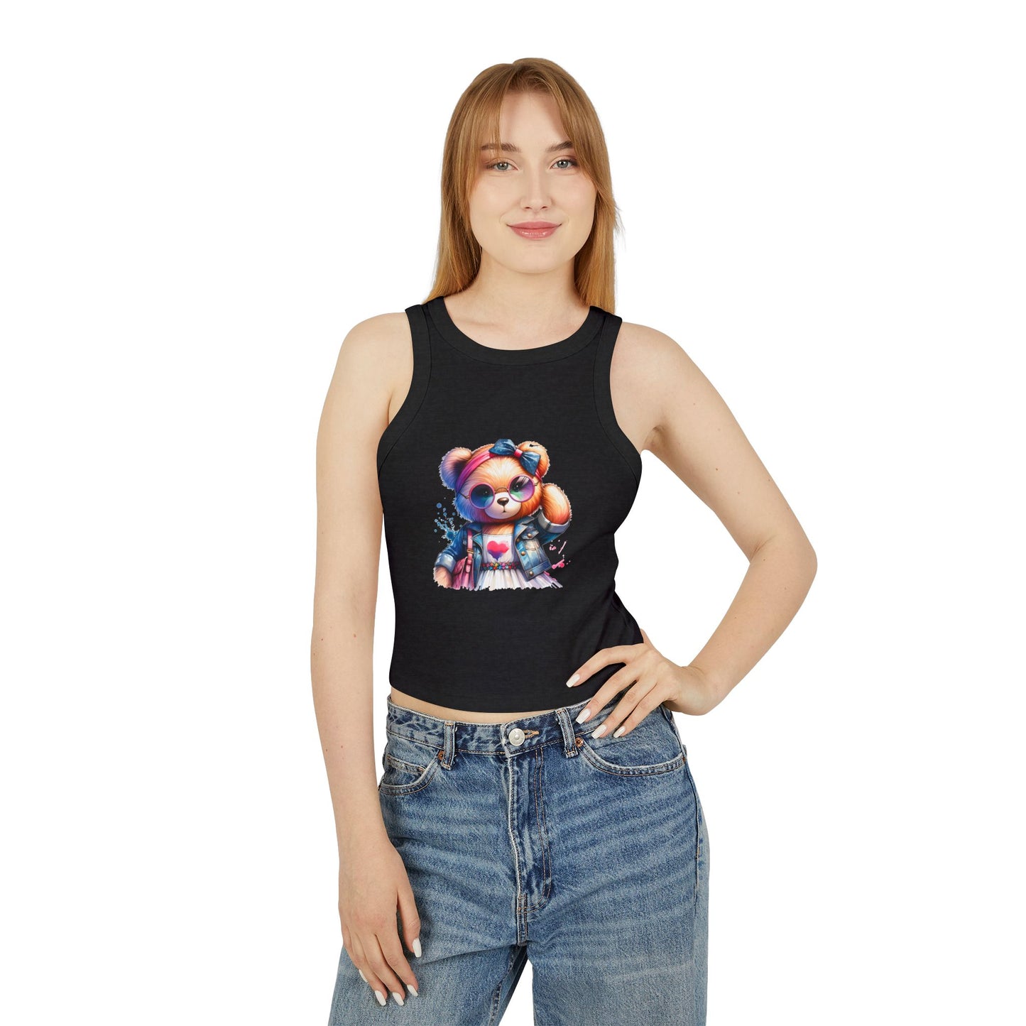 Princess Grace  Cute Bear Graphic Women's Micro Rib Racer Tank Top