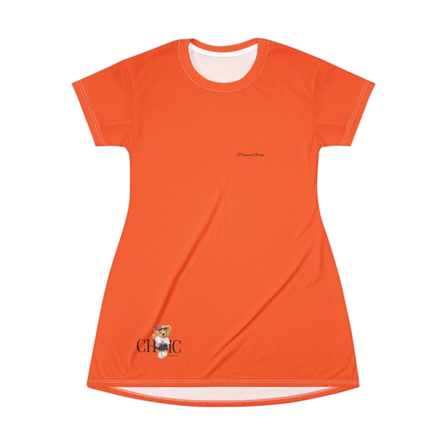 Princess Grace  Cute Orange T-Shirt Dress for Everyday Wear