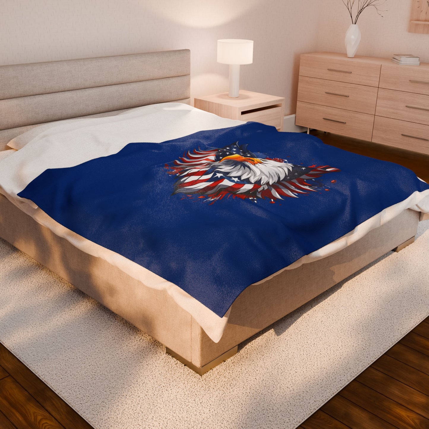 Princess Grace  American Eagle Velveteen Plush Blanket  Cozy Patriotic Decor for Home & Gifts