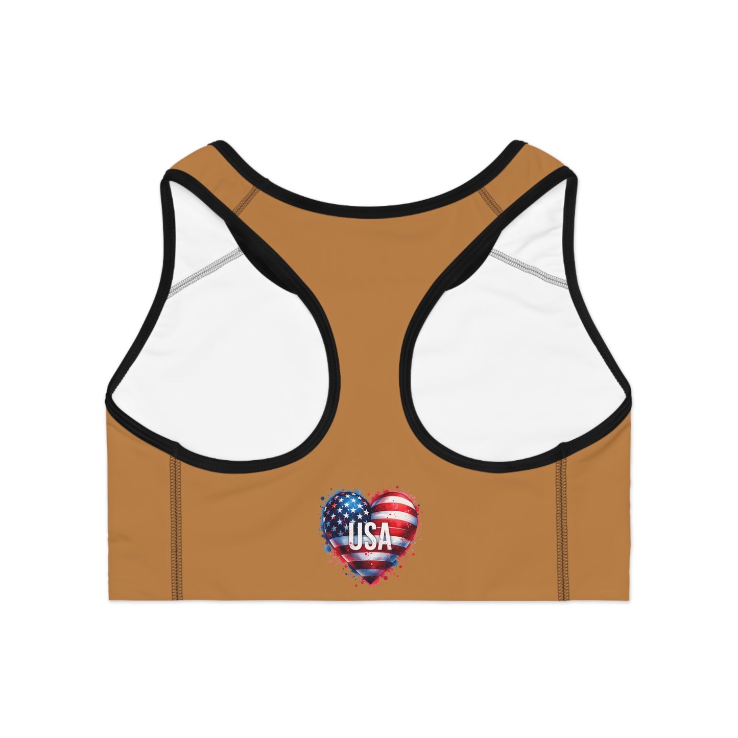 Princess Grace  USA Heart Sports Bra  Perfect for Fitness & Patriotic Celebrations