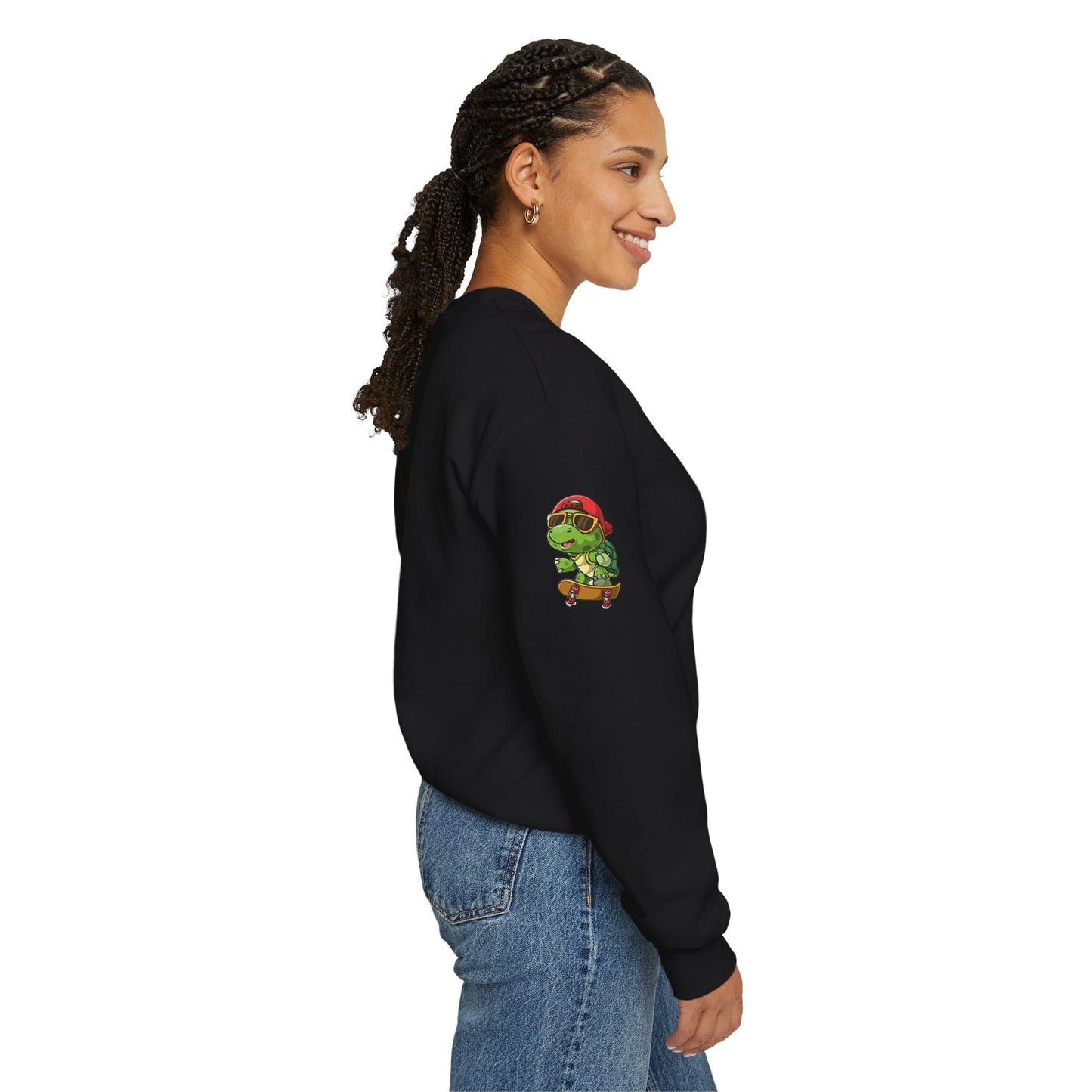 Princess Grace  Cool Turtle Skateboarding Crewneck Sweatshirt for Kids and Teens